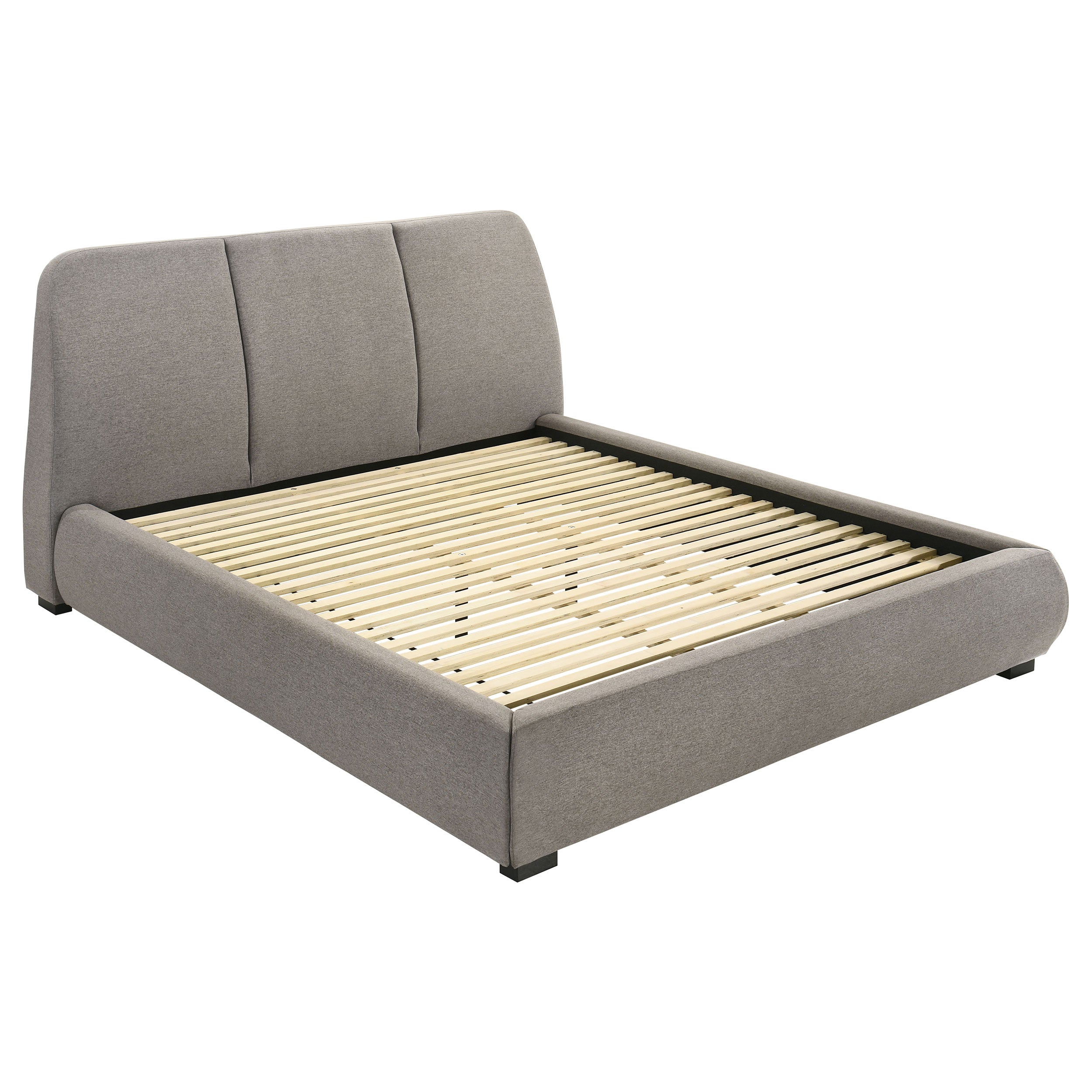 Mokena 46-inch Upholstered Eastern King Platform Bed Taupe-