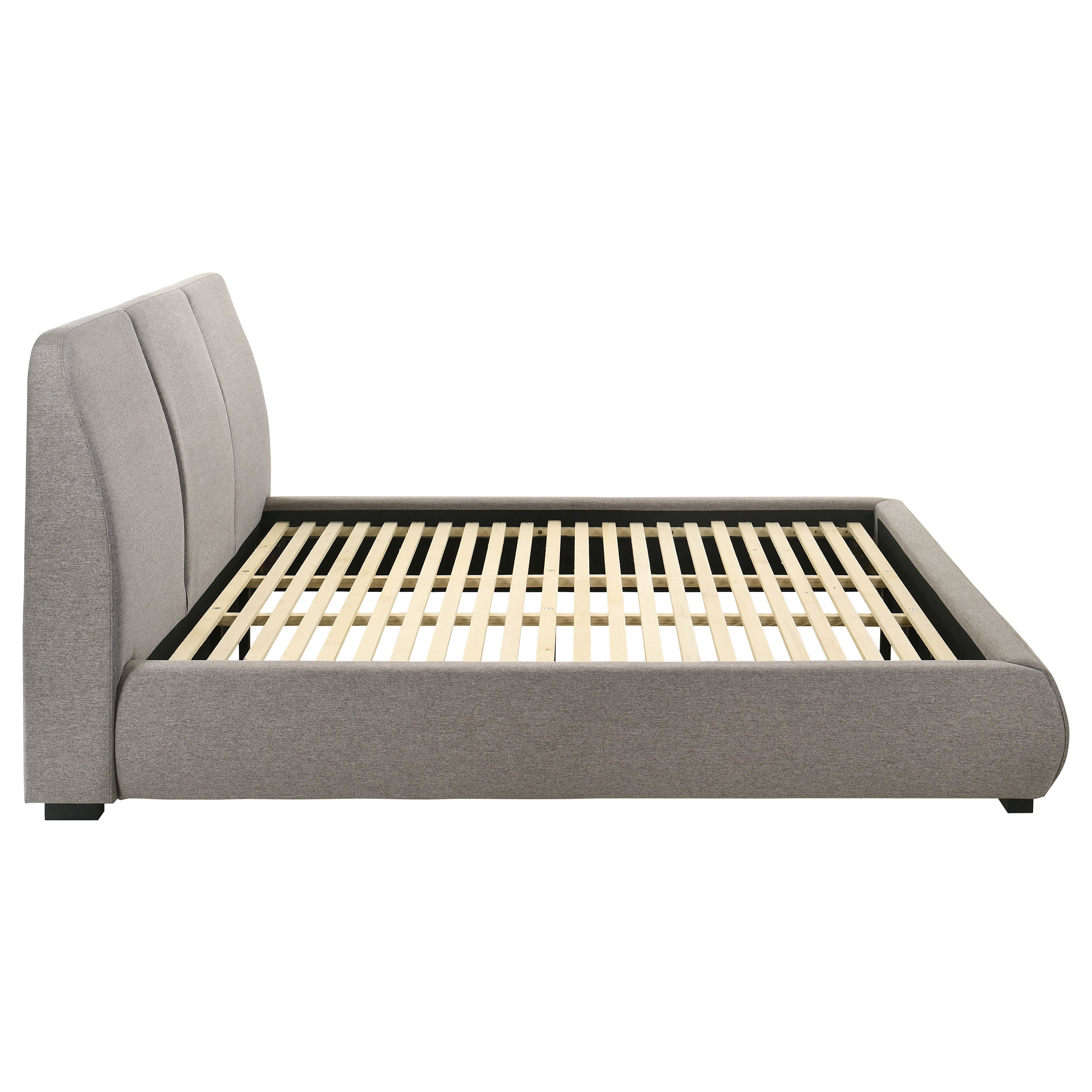 Mokena 46-inch Upholstered Eastern King Platform Bed Taupe-