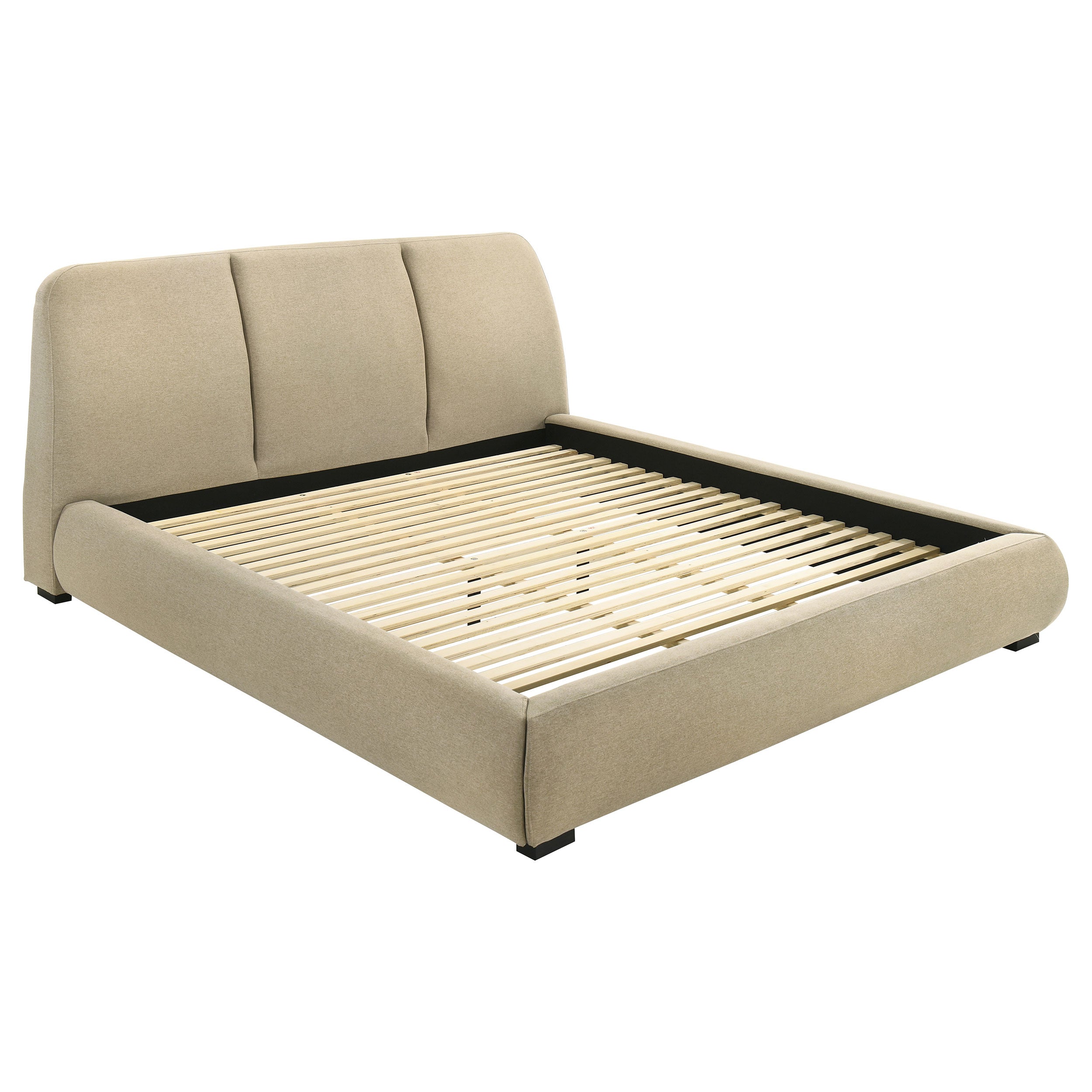Mokena 46-inch Upholstered Eastern King Platform Bed Brown-