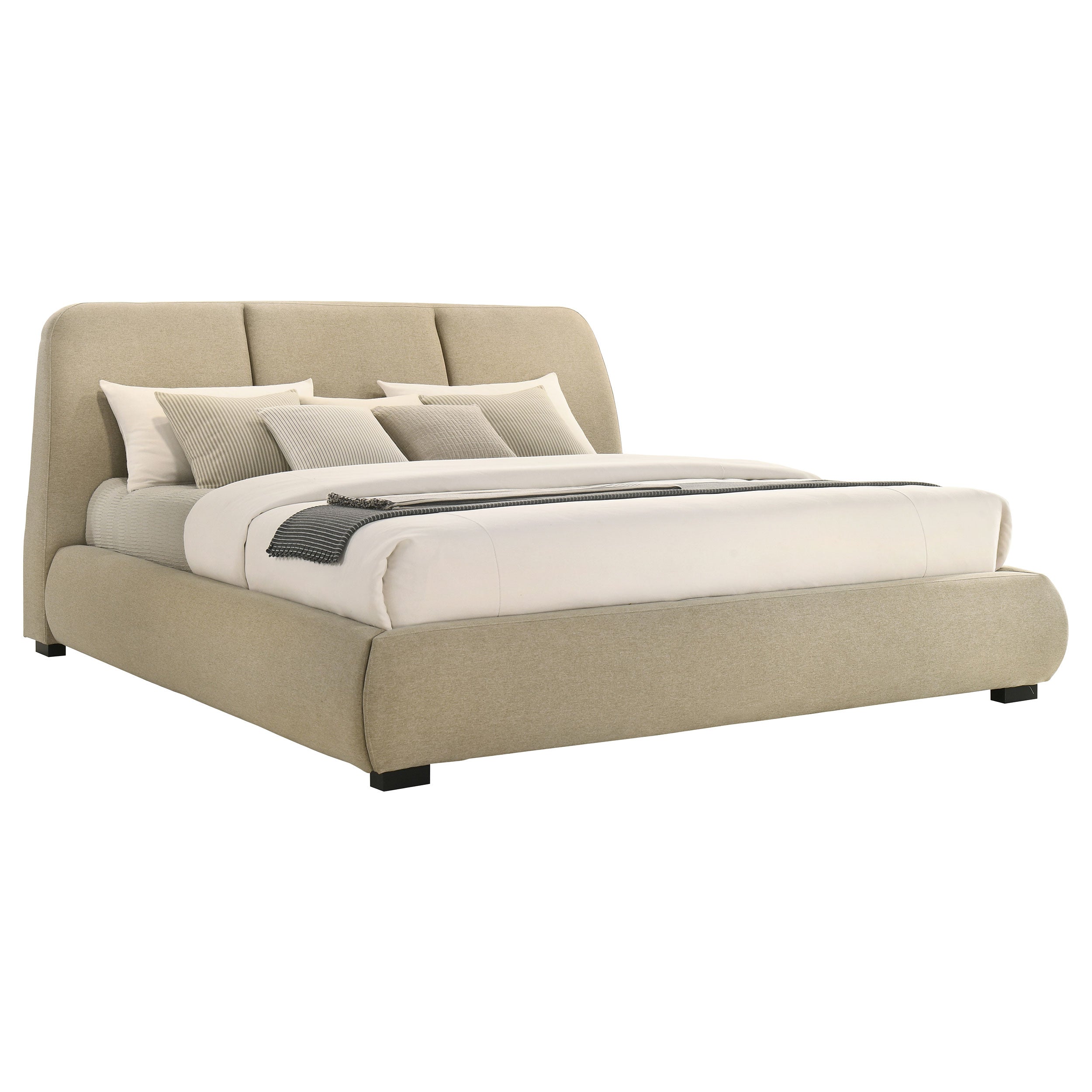 Mokena 46-inch Upholstered Eastern King Platform Bed Brown-