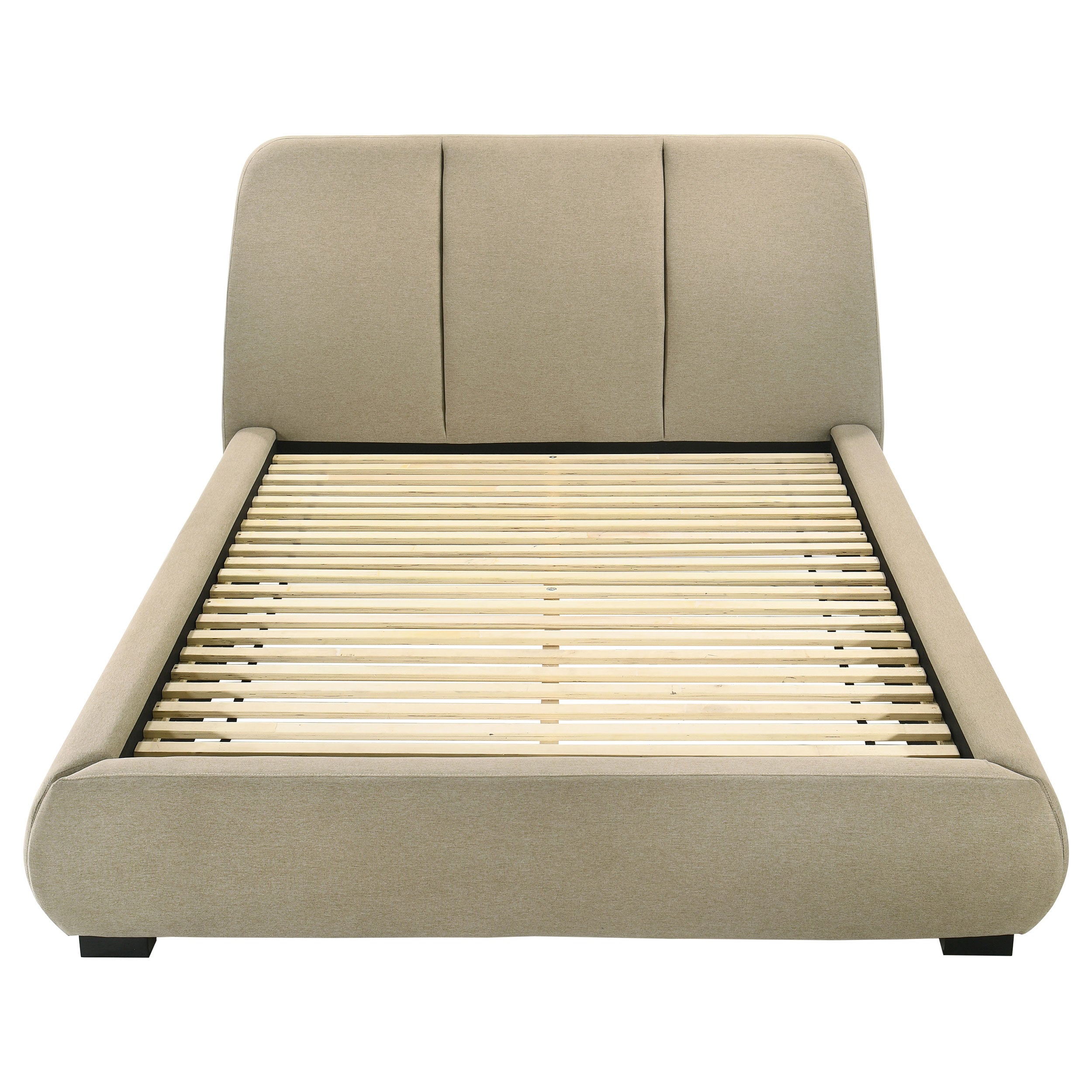 Mokena 46-inch Upholstered Queen Platform Bed Brown-