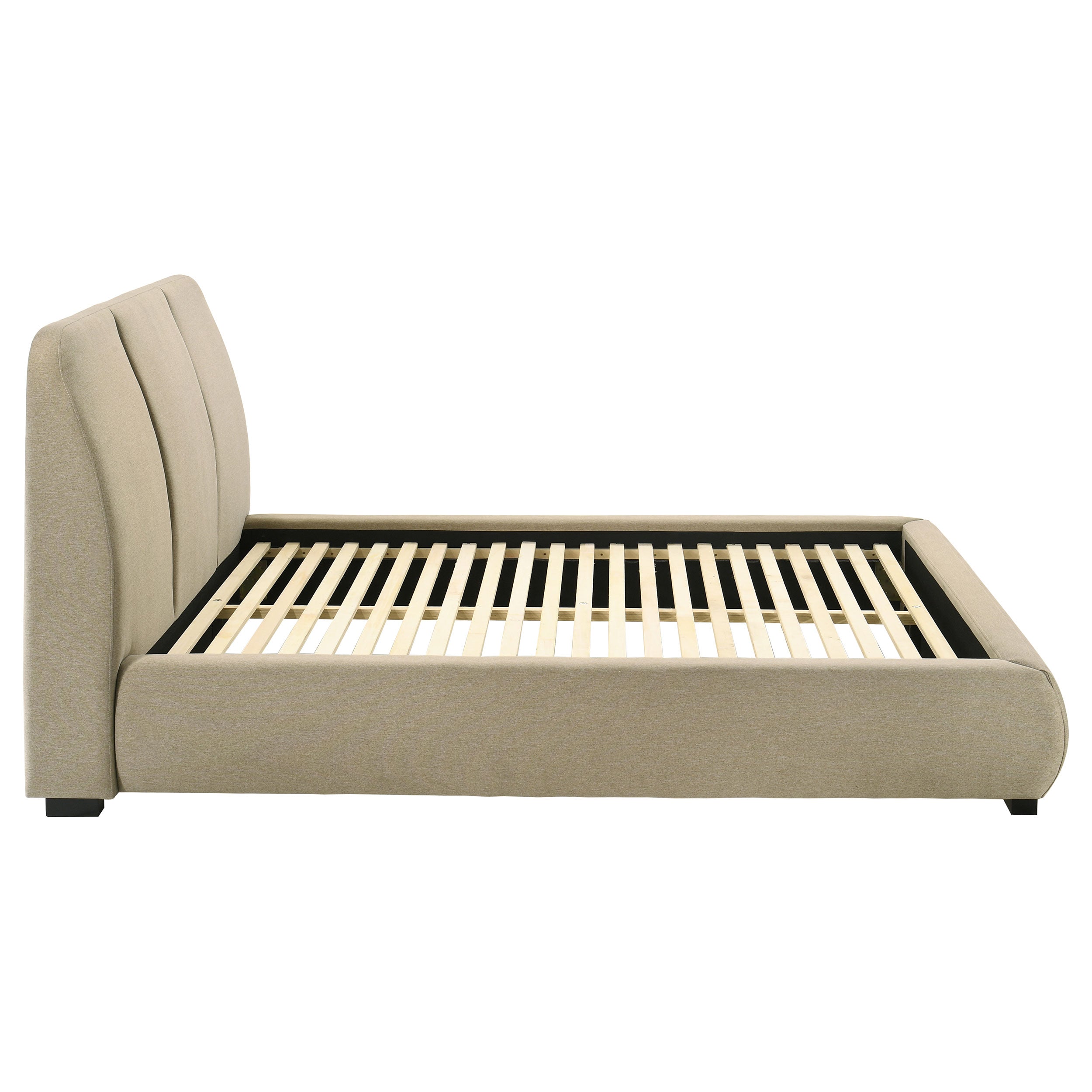 Mokena 46-inch Upholstered Queen Platform Bed Brown-