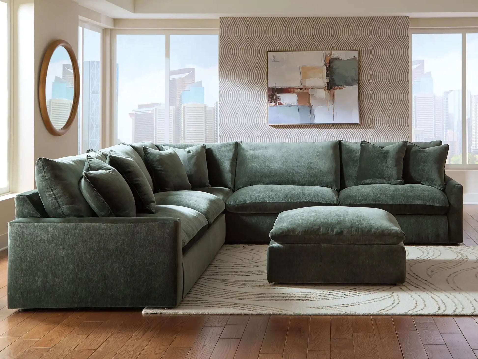 Carriage View - 3-Piece Sectional - Jade - Best Buy Furniture