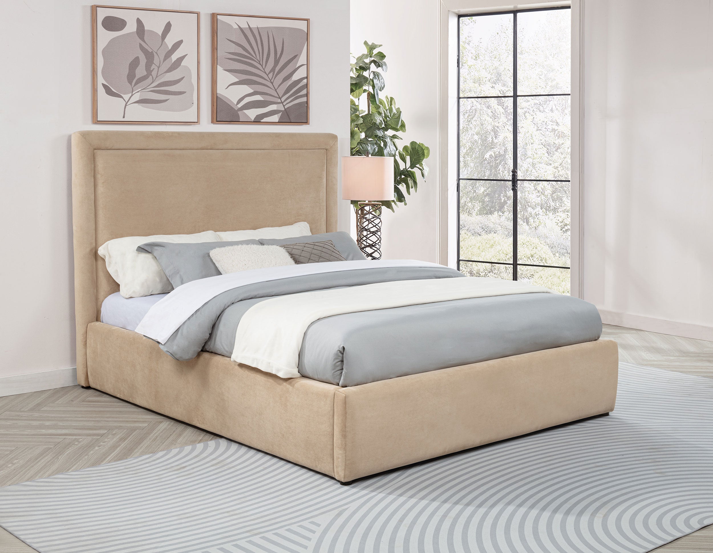 Lawson 54-inch Upholstered Queen Platform Bed Light Saddle-