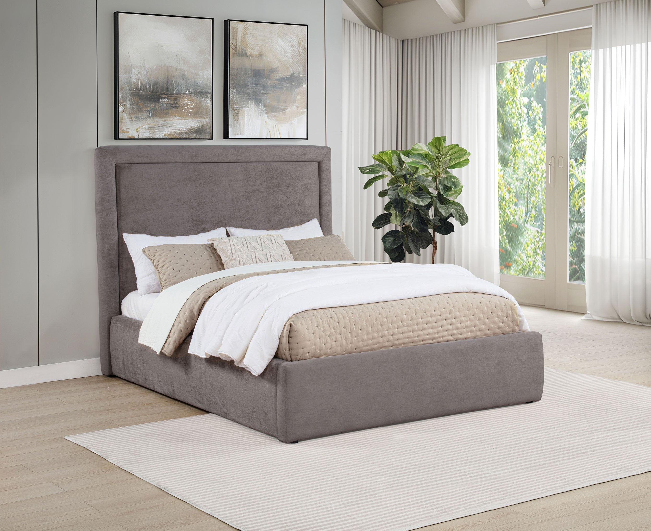 Lawson 54-inch Upholstered Full Panel Platform Bed Mushroom-