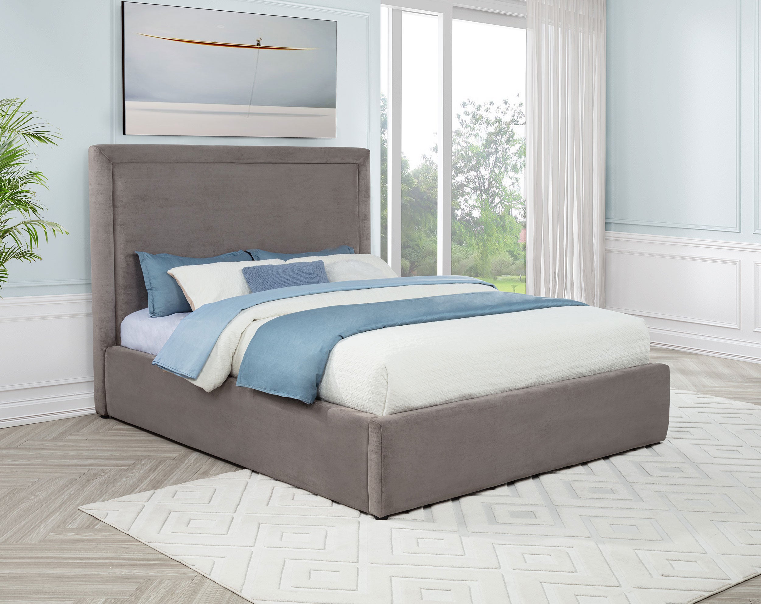 Lawson 54-inch Upholstered Queen Platform Bed Mushroom-