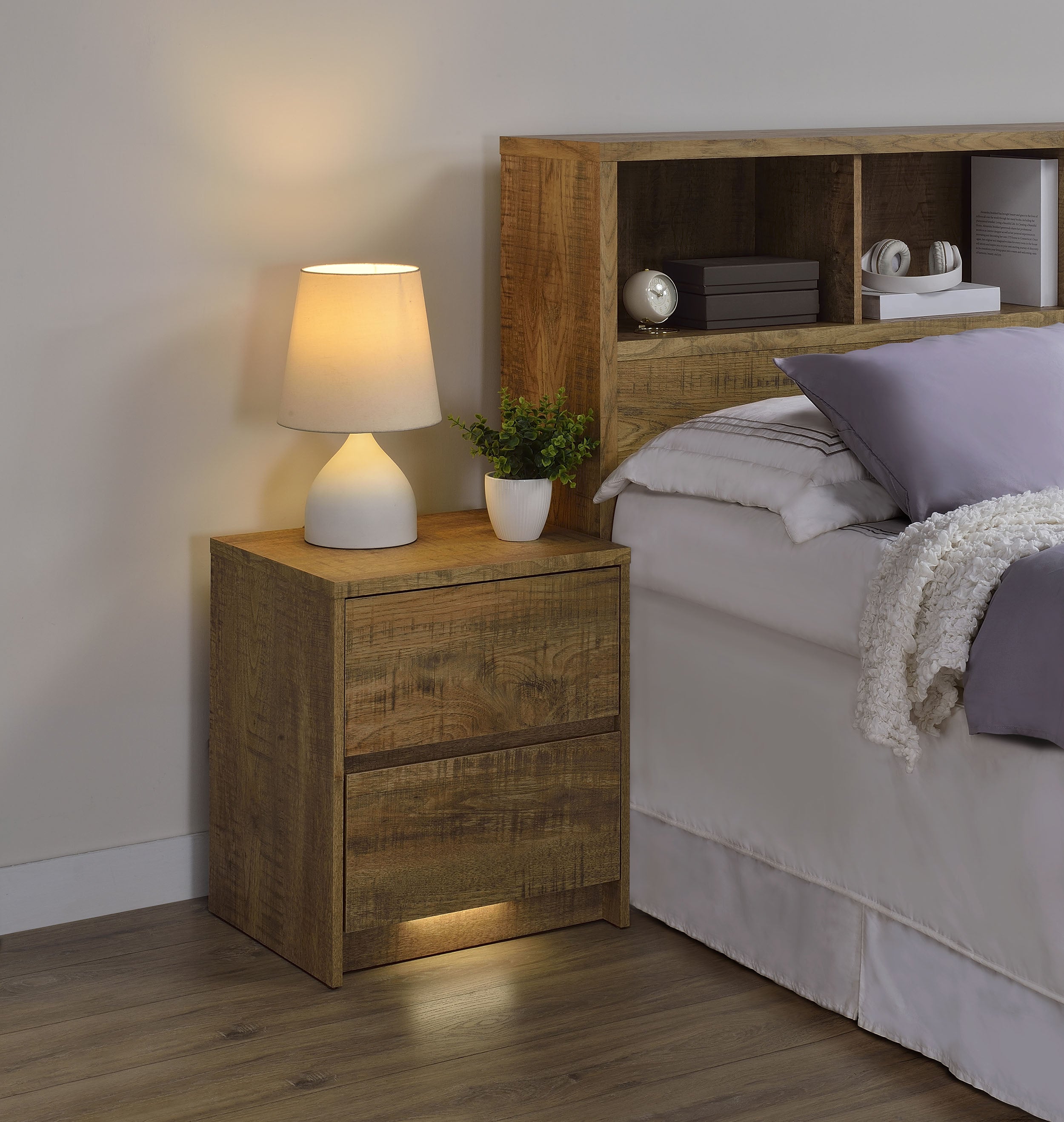 Westpark 2-drawer Nightstand LED Lights and USB Mango-