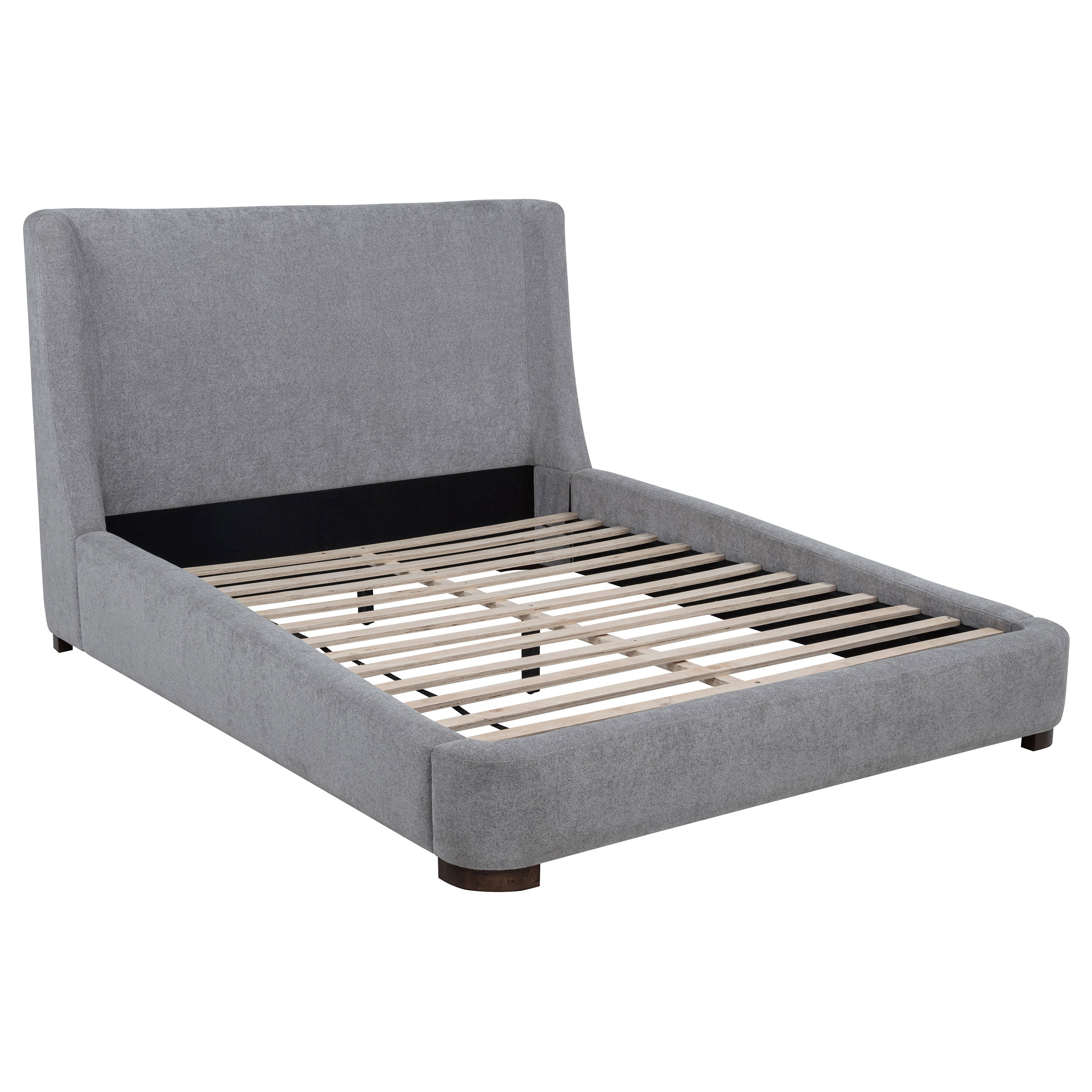 Rennes Upholstered Eastern King Wingback Platform Bed Grey-