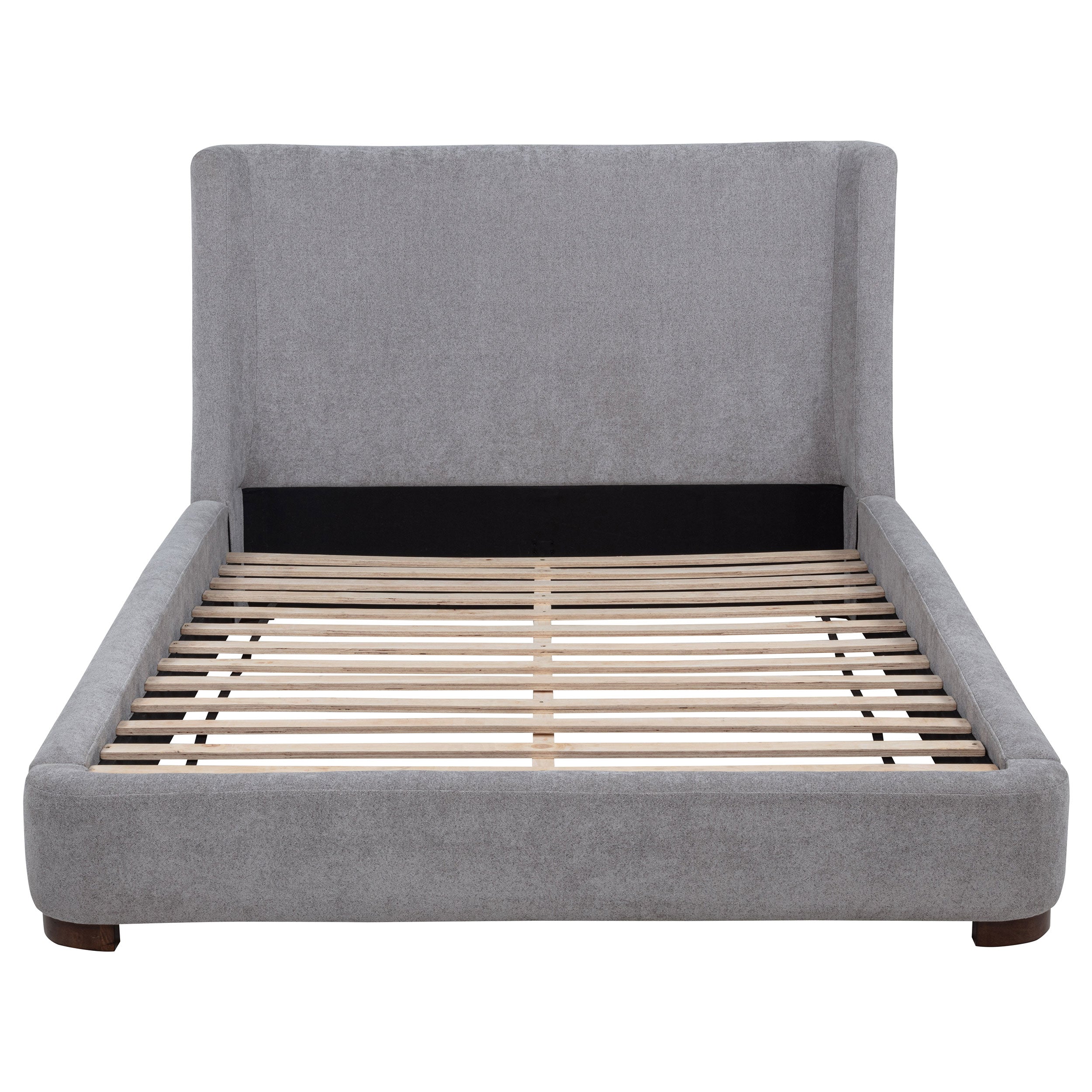 Rennes Upholstered Eastern King Wingback Platform Bed Grey-
