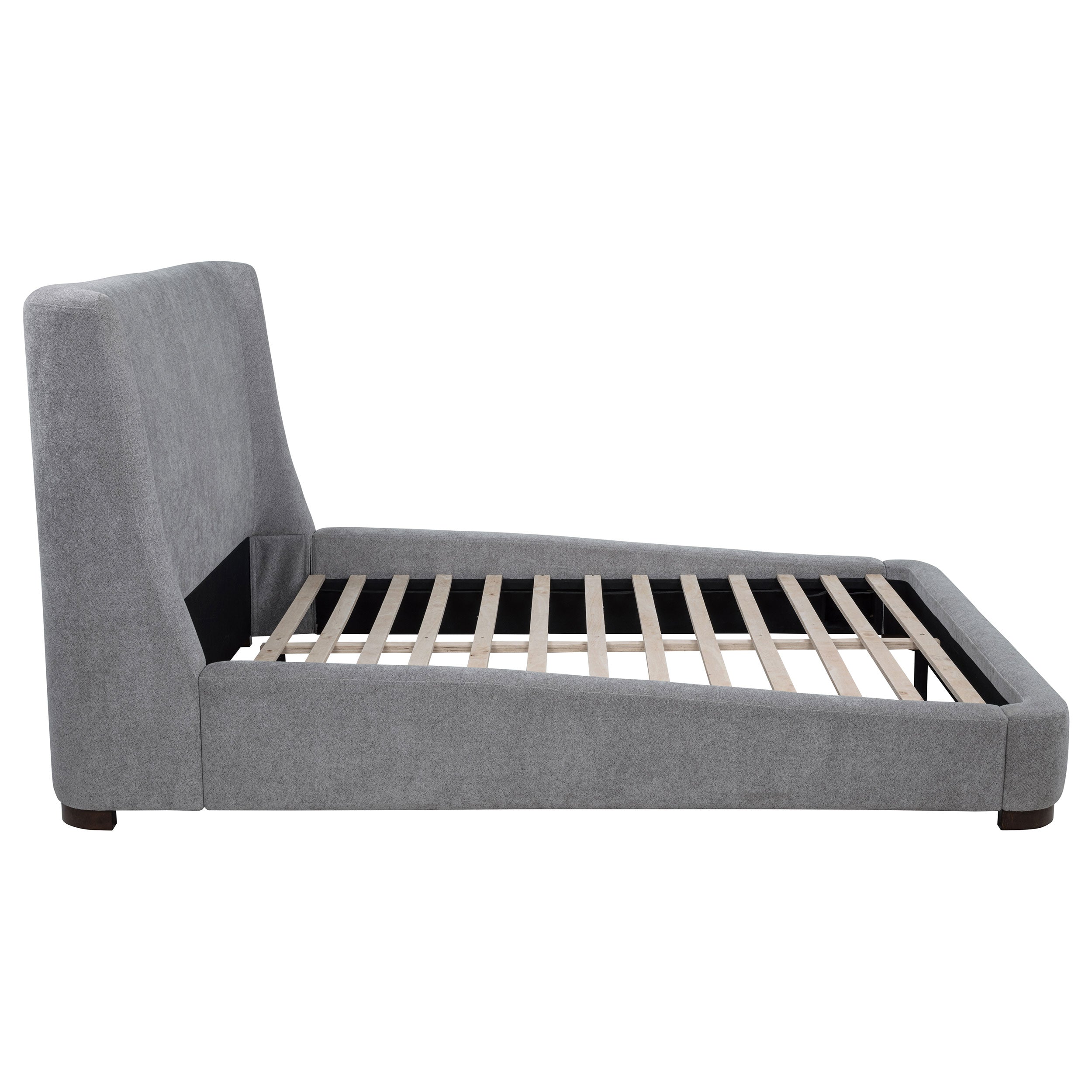 Rennes Upholstered Queen Wingback Platform Bed Grey-