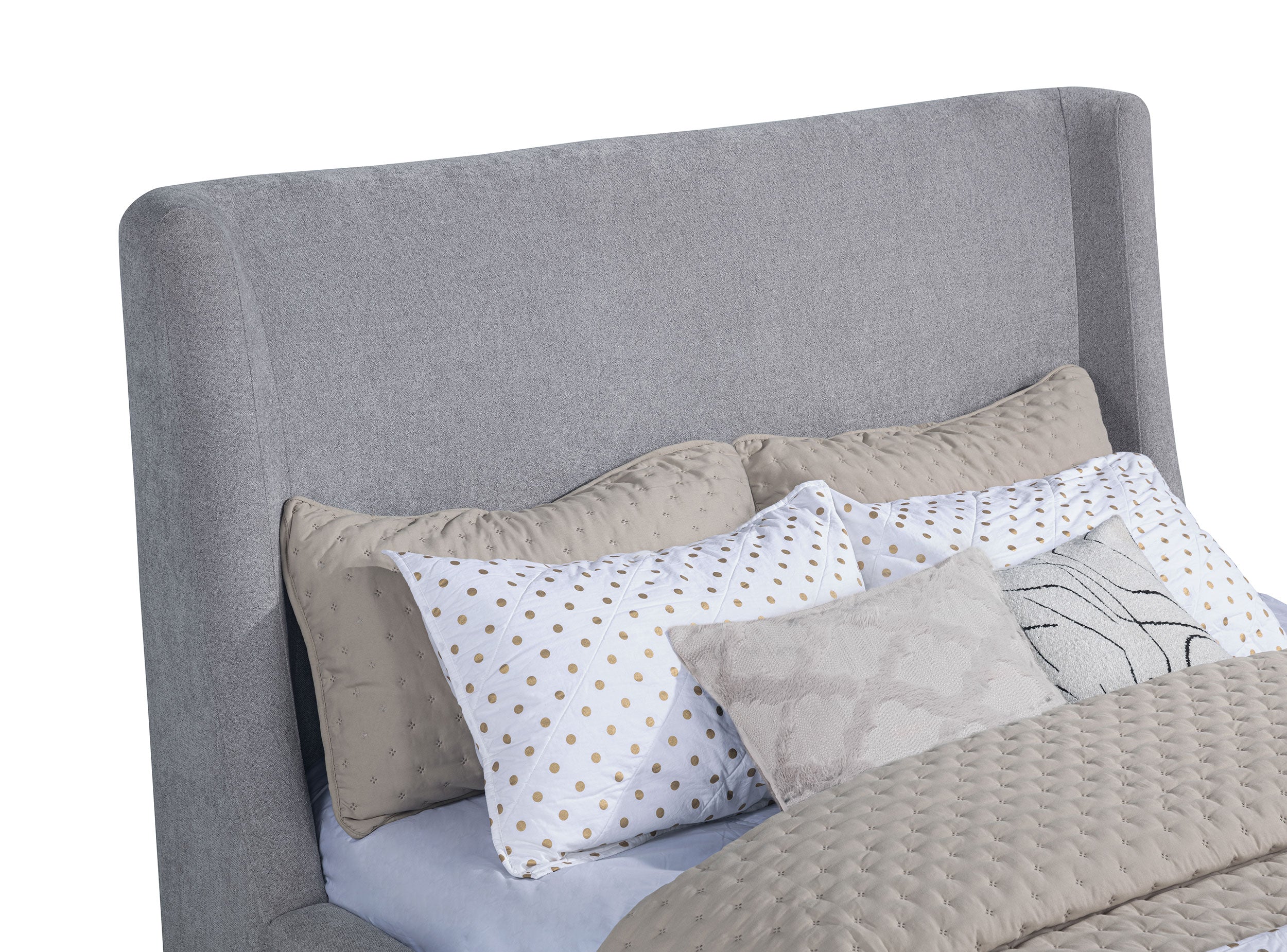 Rennes Upholstered Queen Wingback Platform Bed Grey-