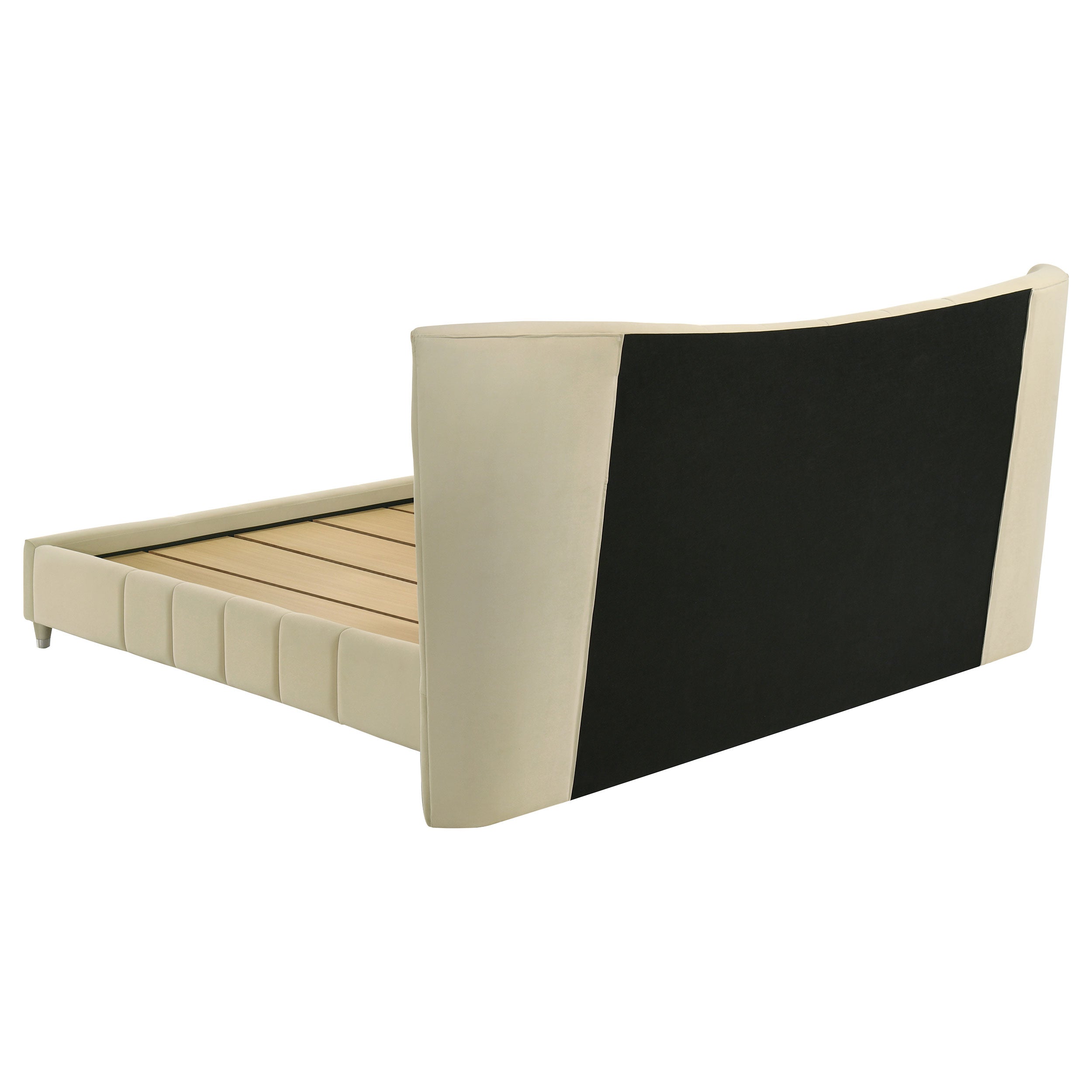 Evelyn Upholstered Eastern King Panel Platform Bed Ivory-