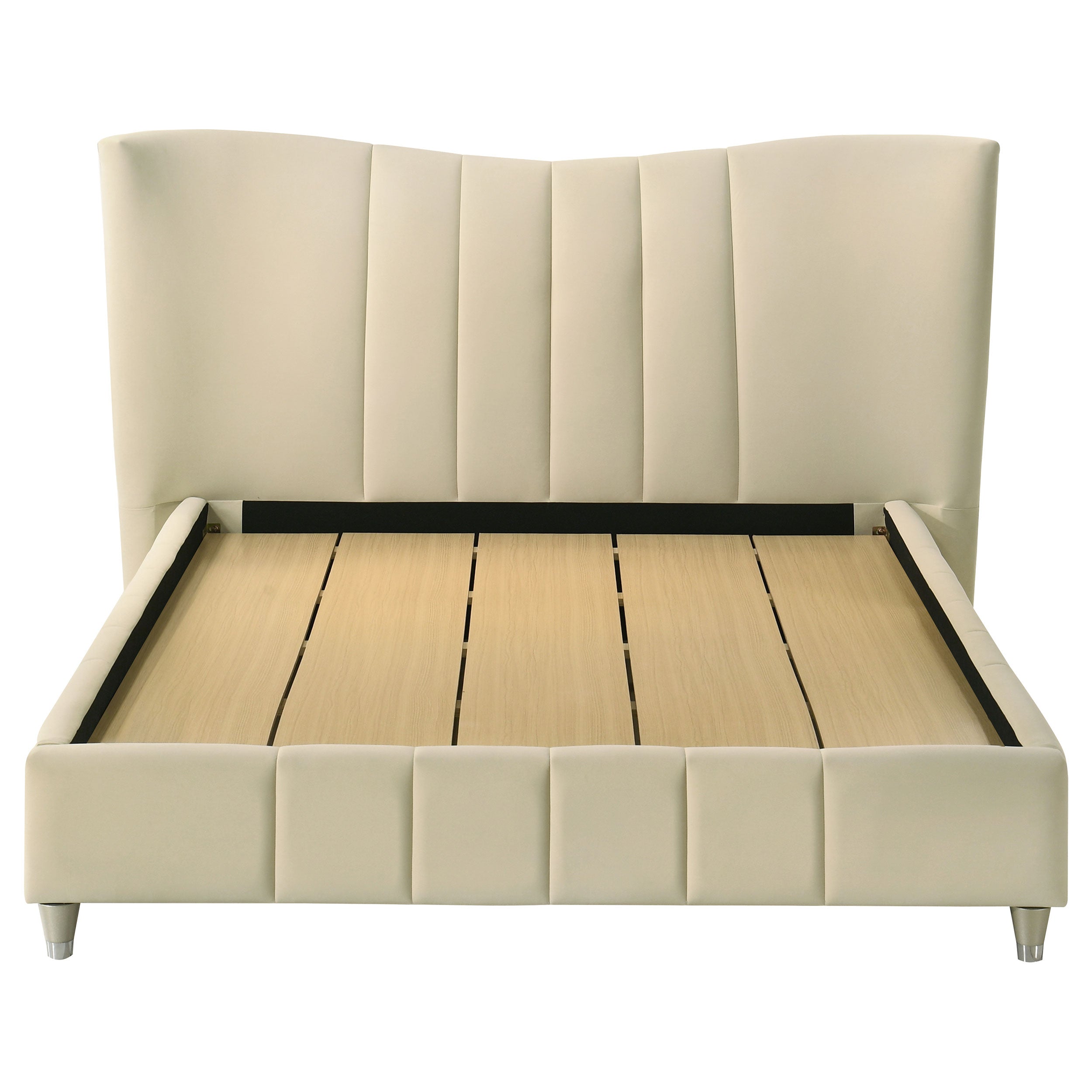Evelyn Upholstered Queen Panel Platform Bed Ivory-
