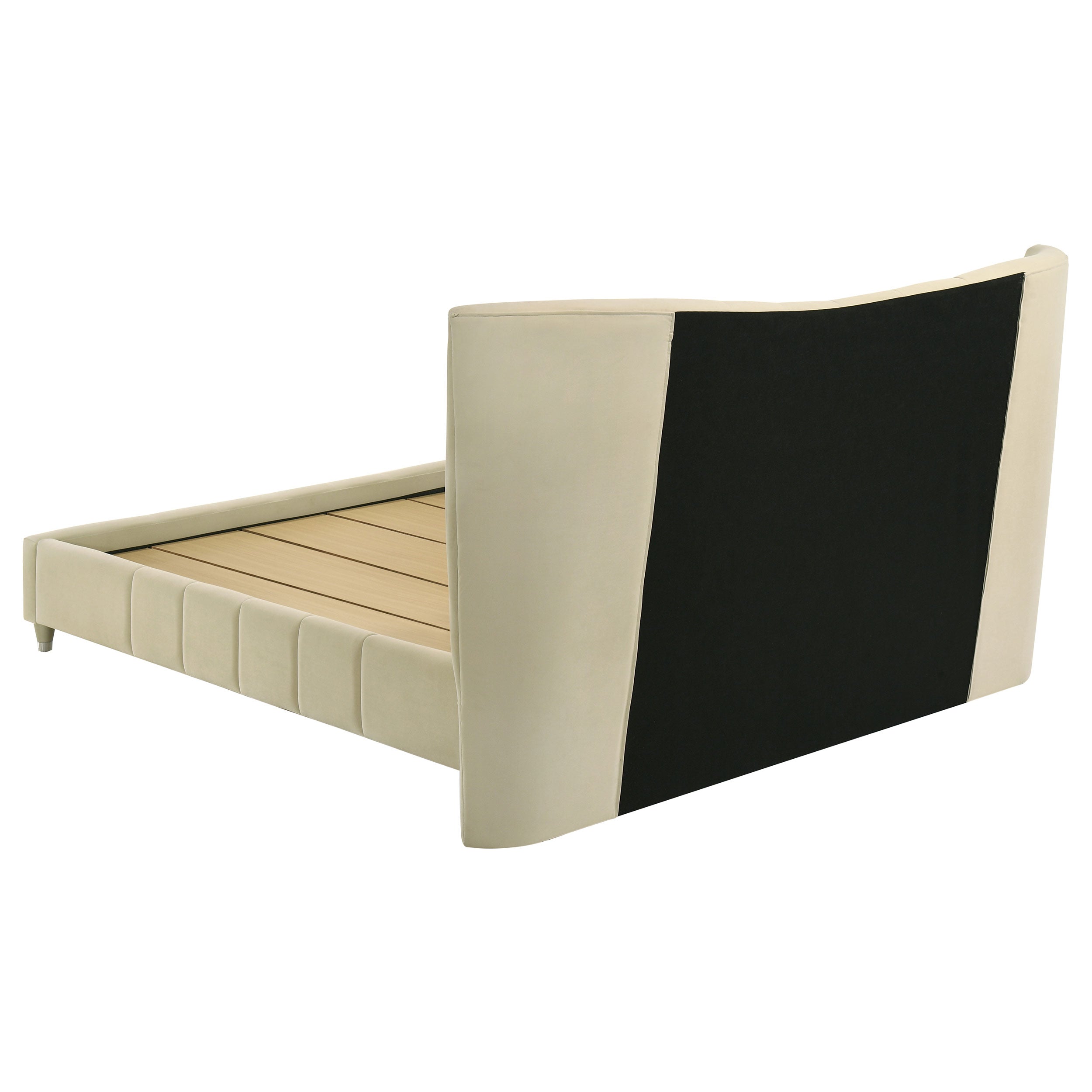 Evelyn Upholstered Queen Panel Platform Bed Ivory-
