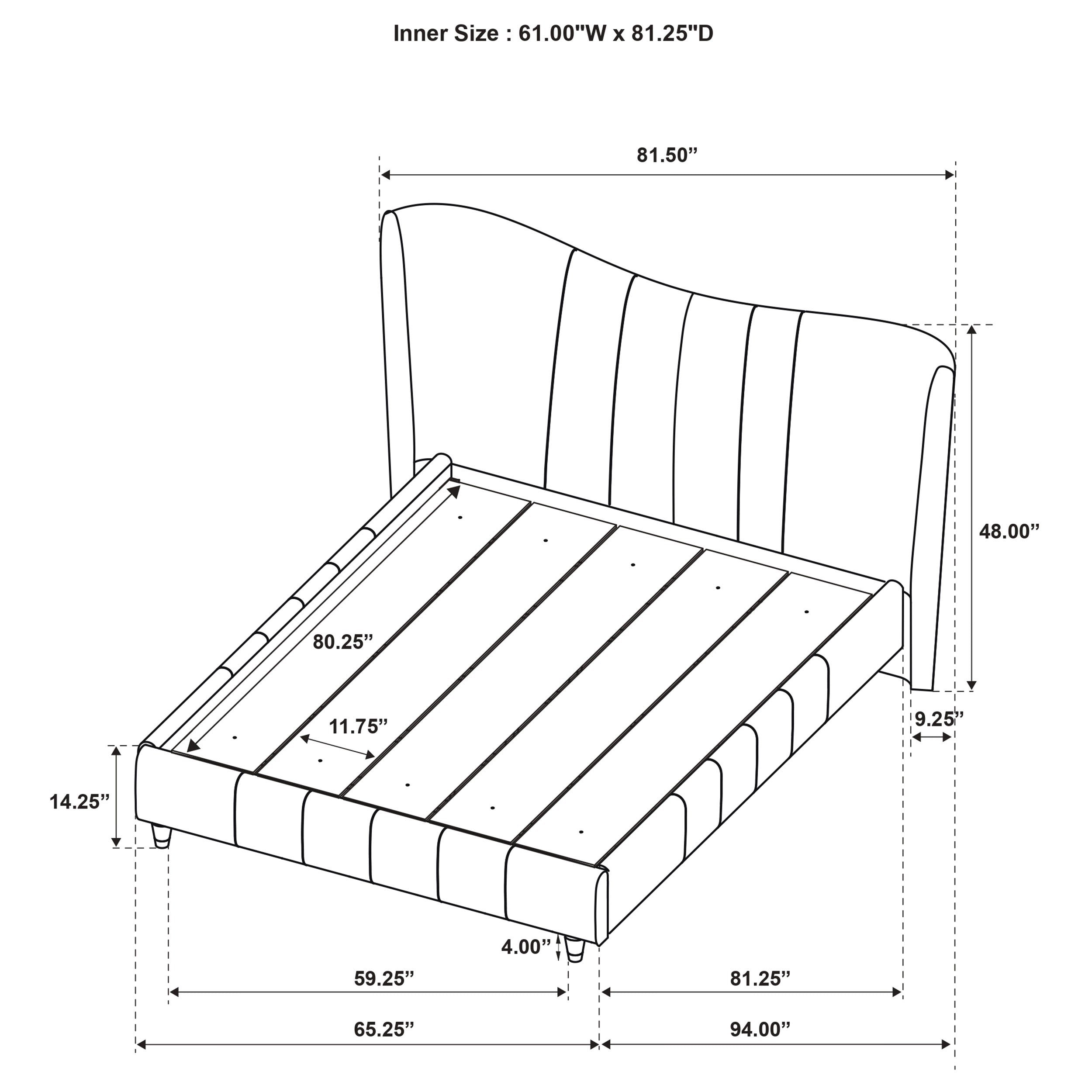 Evelyn Upholstered Queen Panel Platform Bed Ivory-