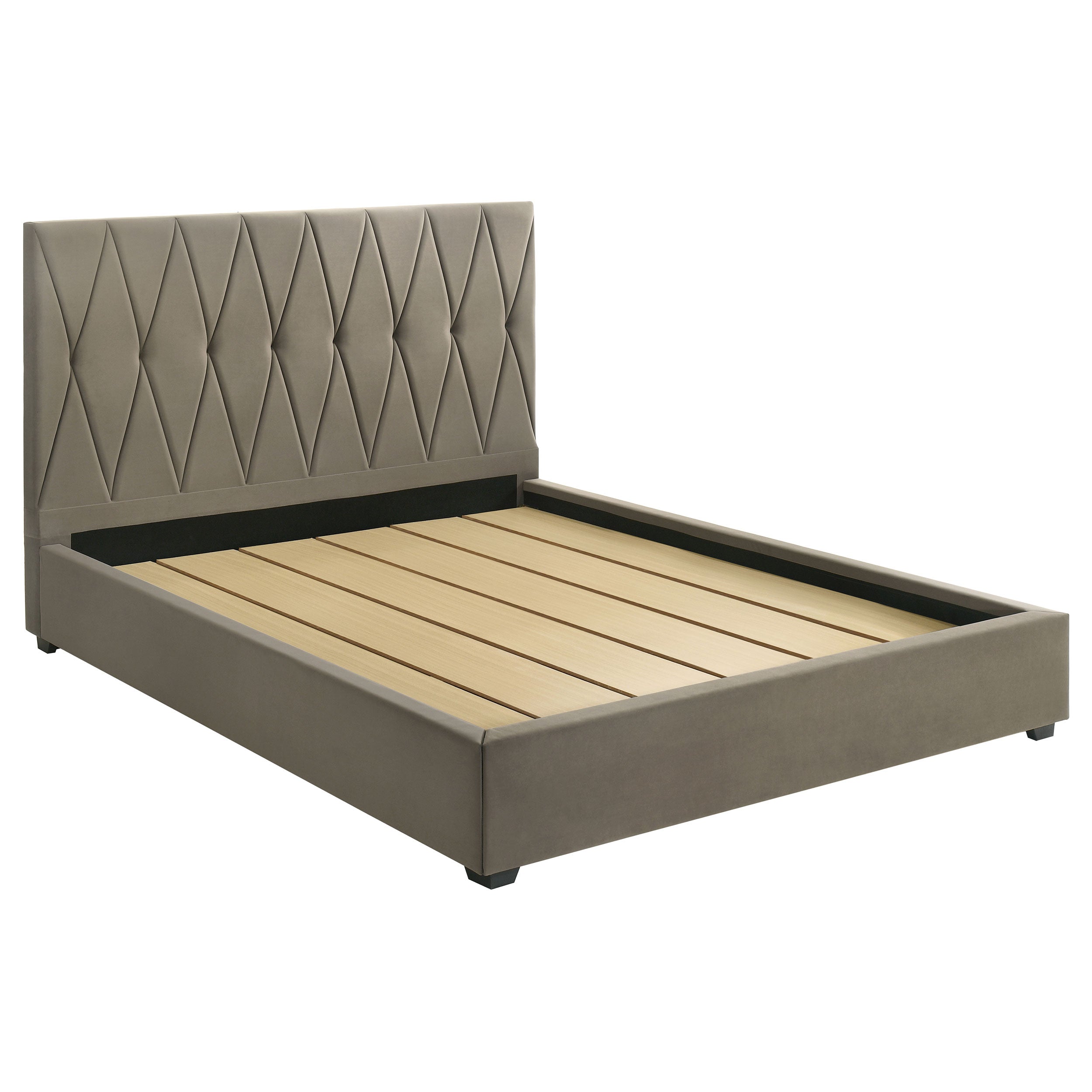 Delsea Upholstered Eastern King Platform Bed Light Brown-