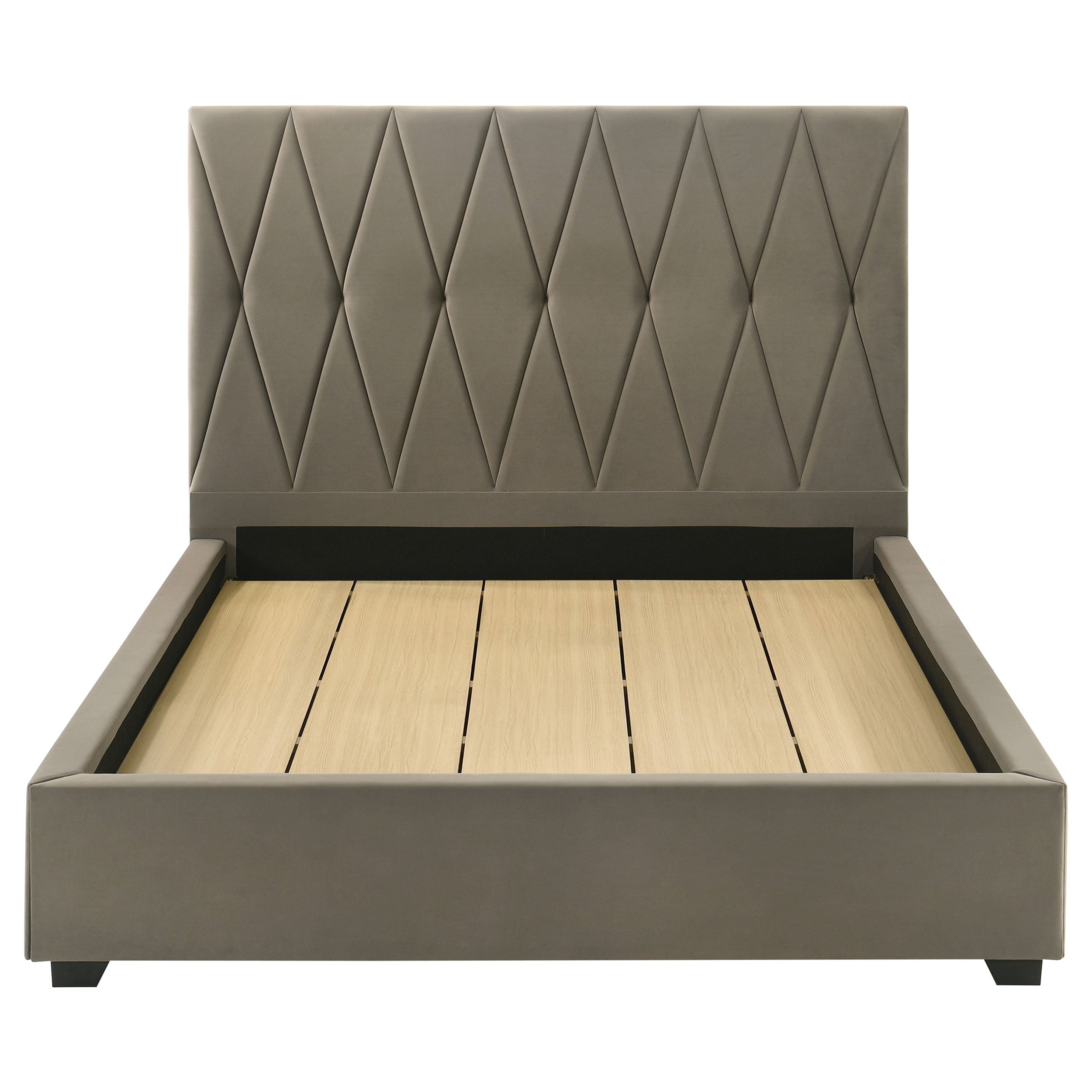 Delsea Upholstered Queen Panel Platform Bed Light Brown-