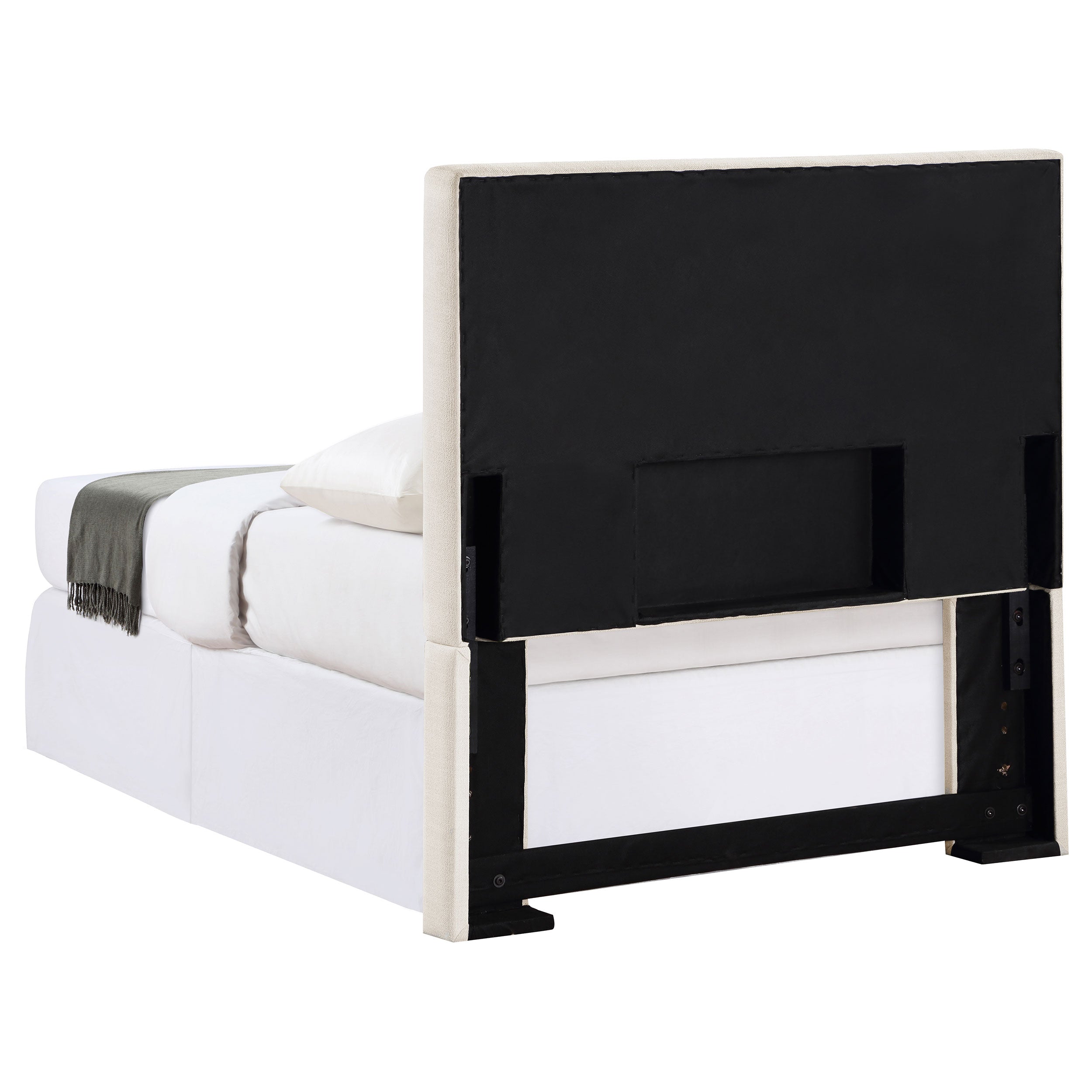 Pirro Upholstered Twin Panel Headboard Sand-CoasterEveryday