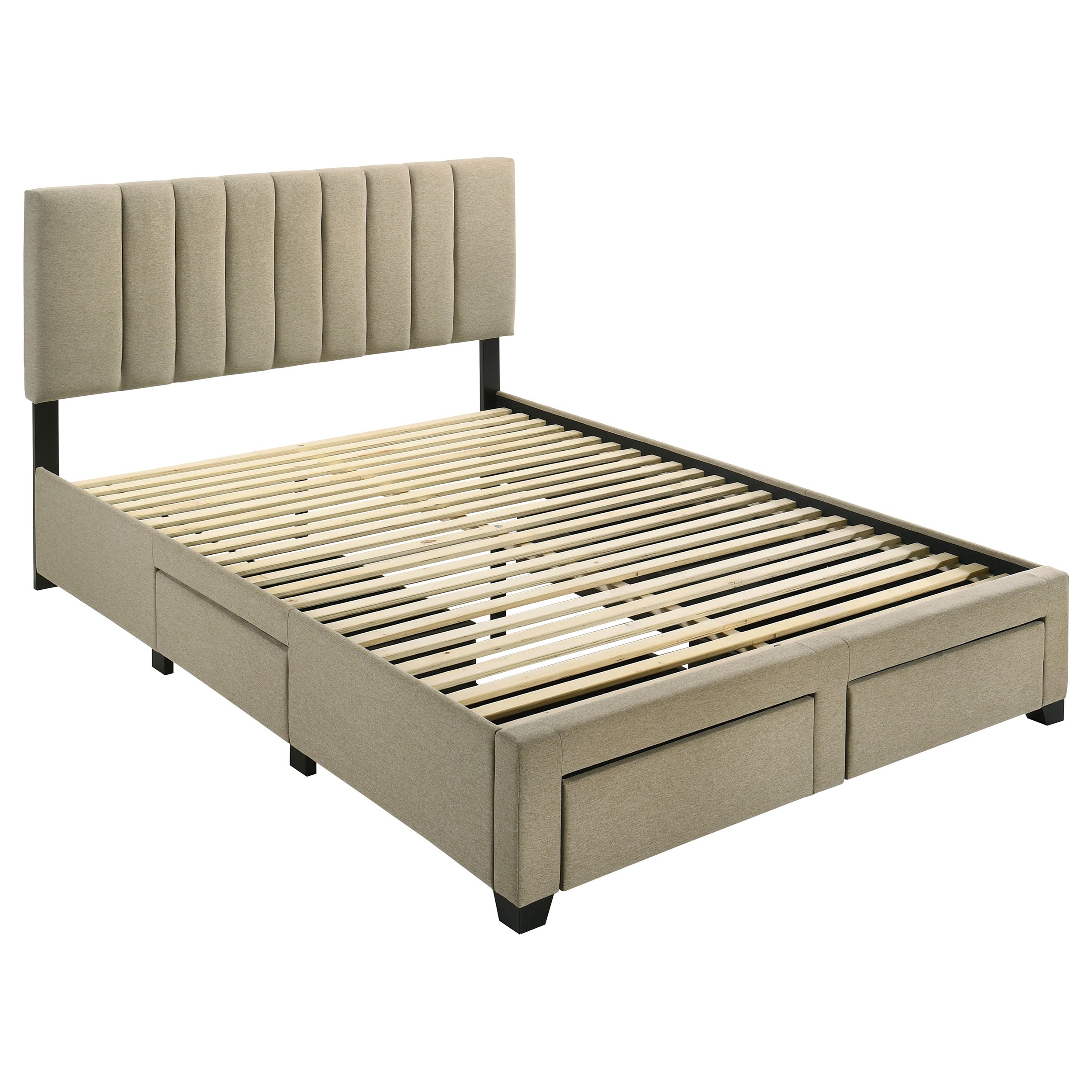 Wheatland 4-drawer Upholstered Queen Storage Bed Light Brown-