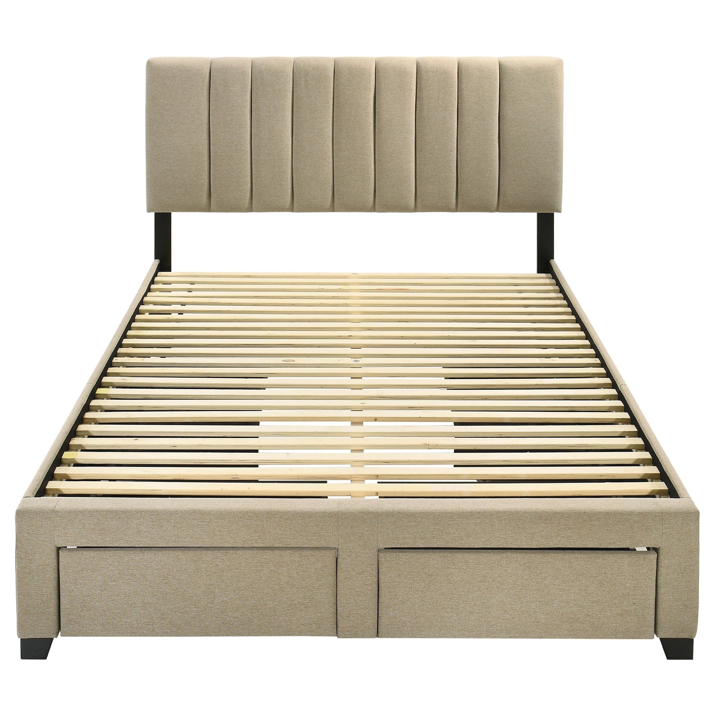 Wheatland 4-drawer Upholstered Queen Storage Bed Light Brown-