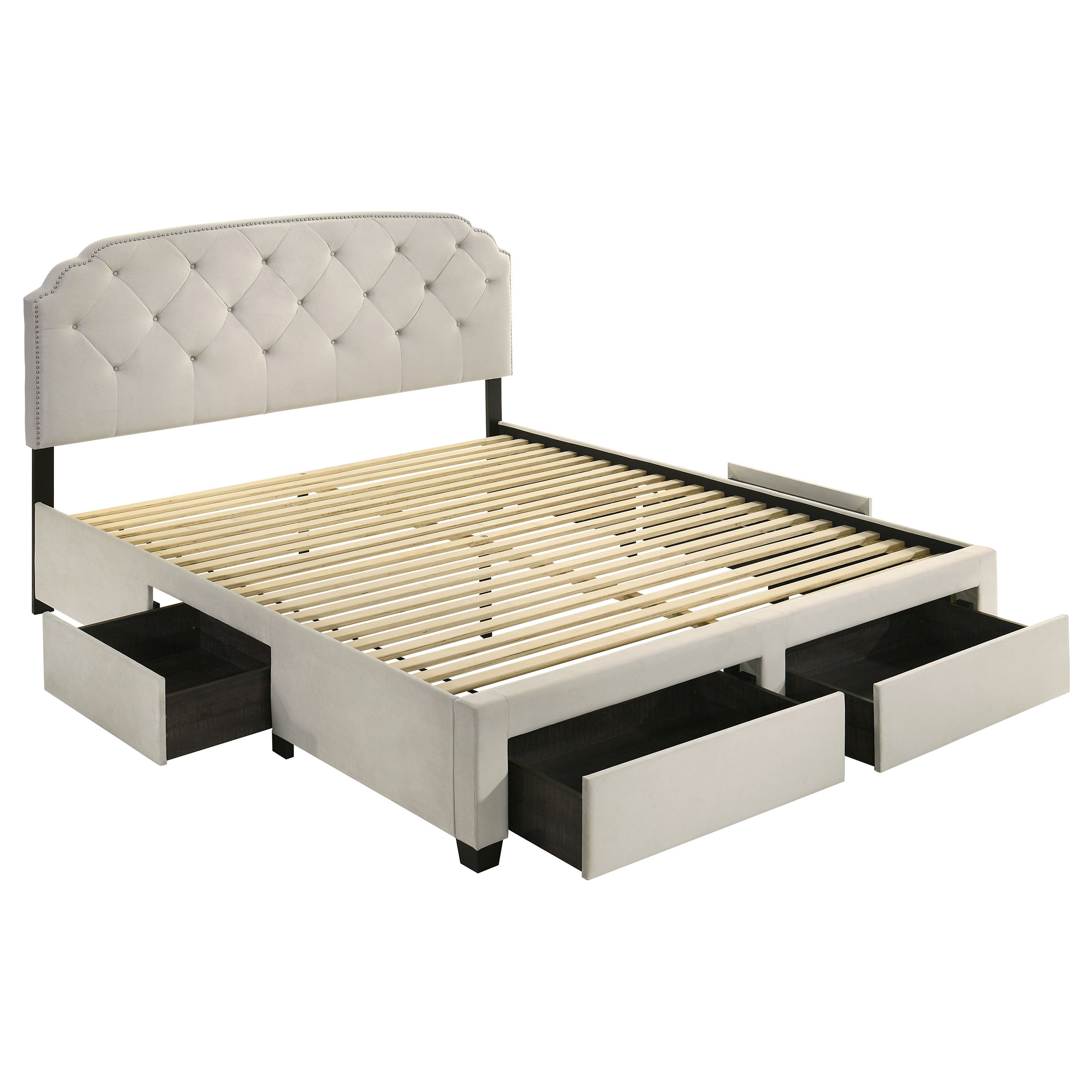 Marianna 4-drawer Upholstered Eastern King Storage Bed Cream-