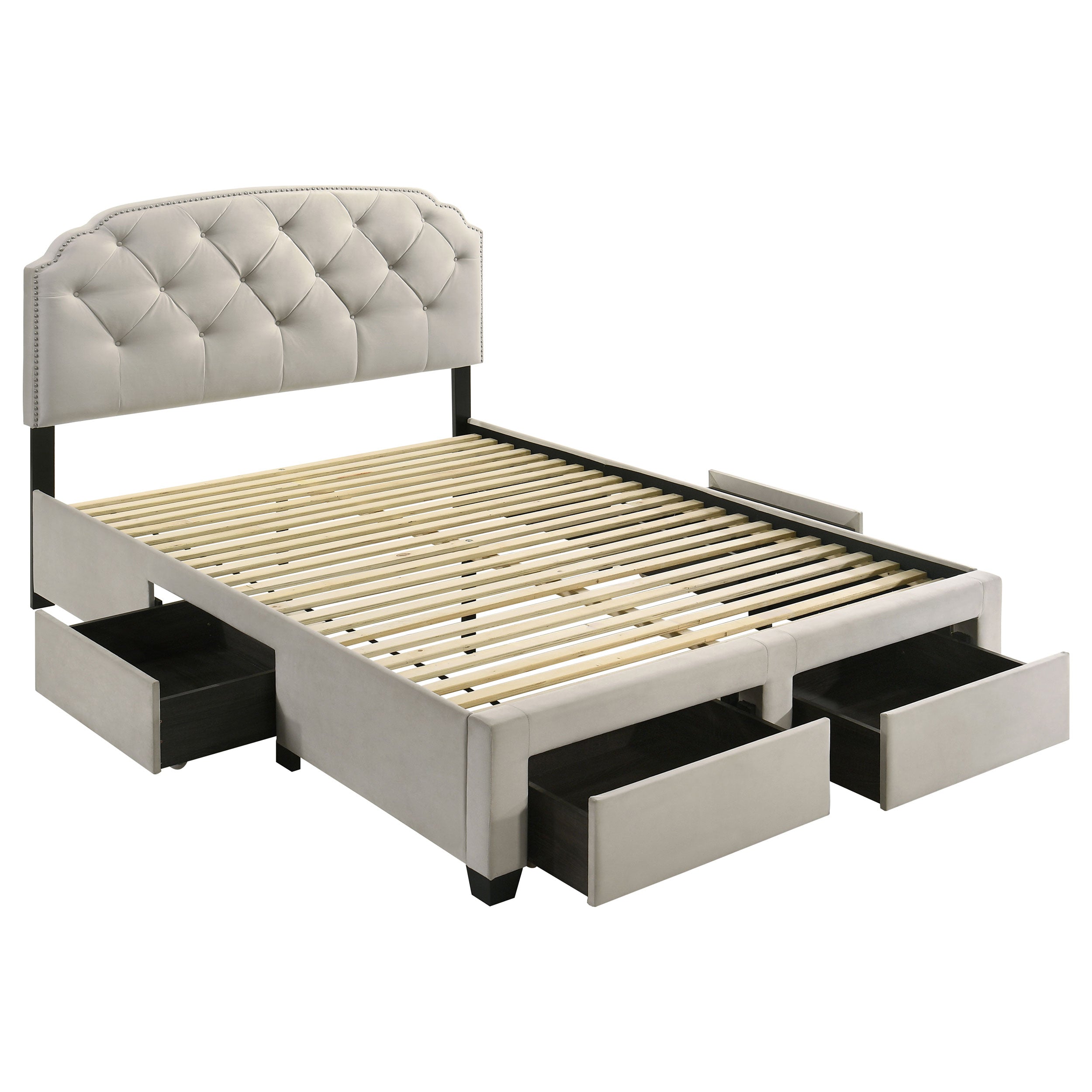 Marianna 4-drawer Upholstered Queen Storage Bed Cream-