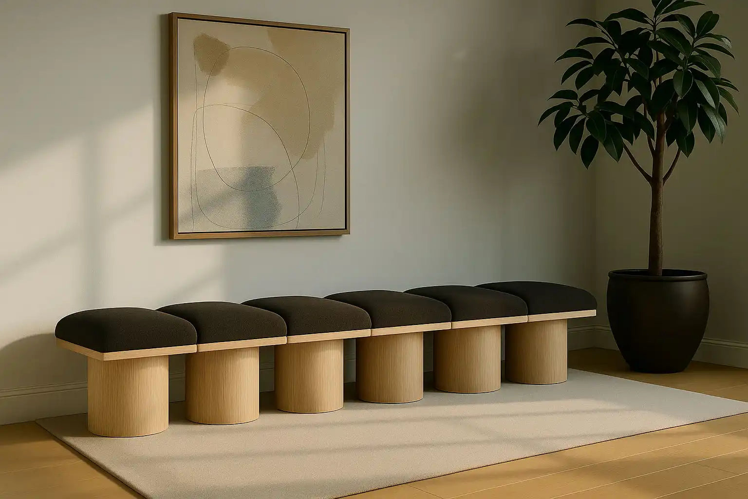 Pavilion - 6 Piece Modular Bench With Natural Base