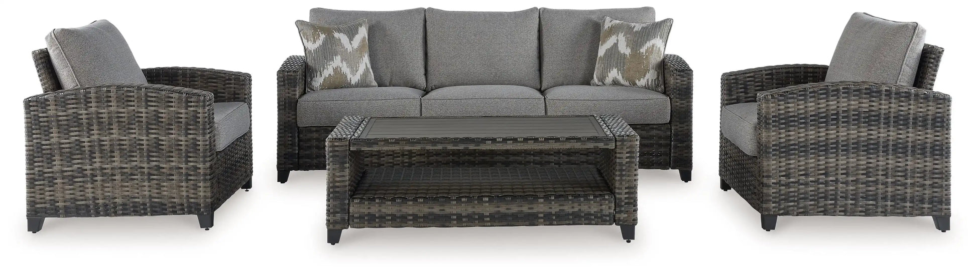 Oasis Court - Sofa, Chairs, Table Set (Set of 4) - Gray - Best Buy Furniture