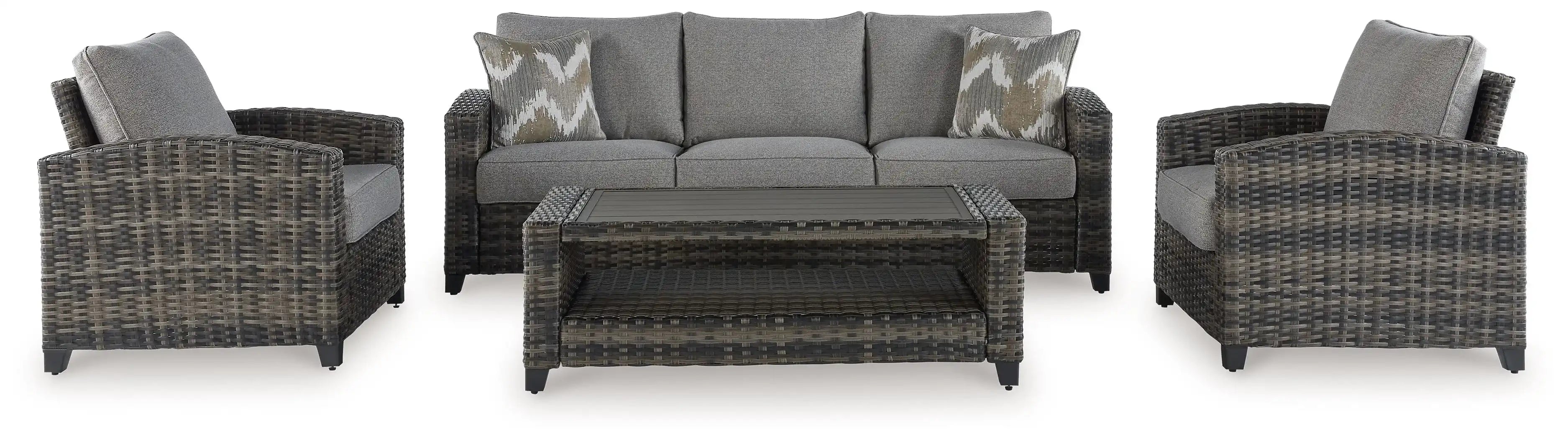 Oasis Court - Sofa, Chairs, Table Set (Set of 4) - Gray - Best Buy Furniture