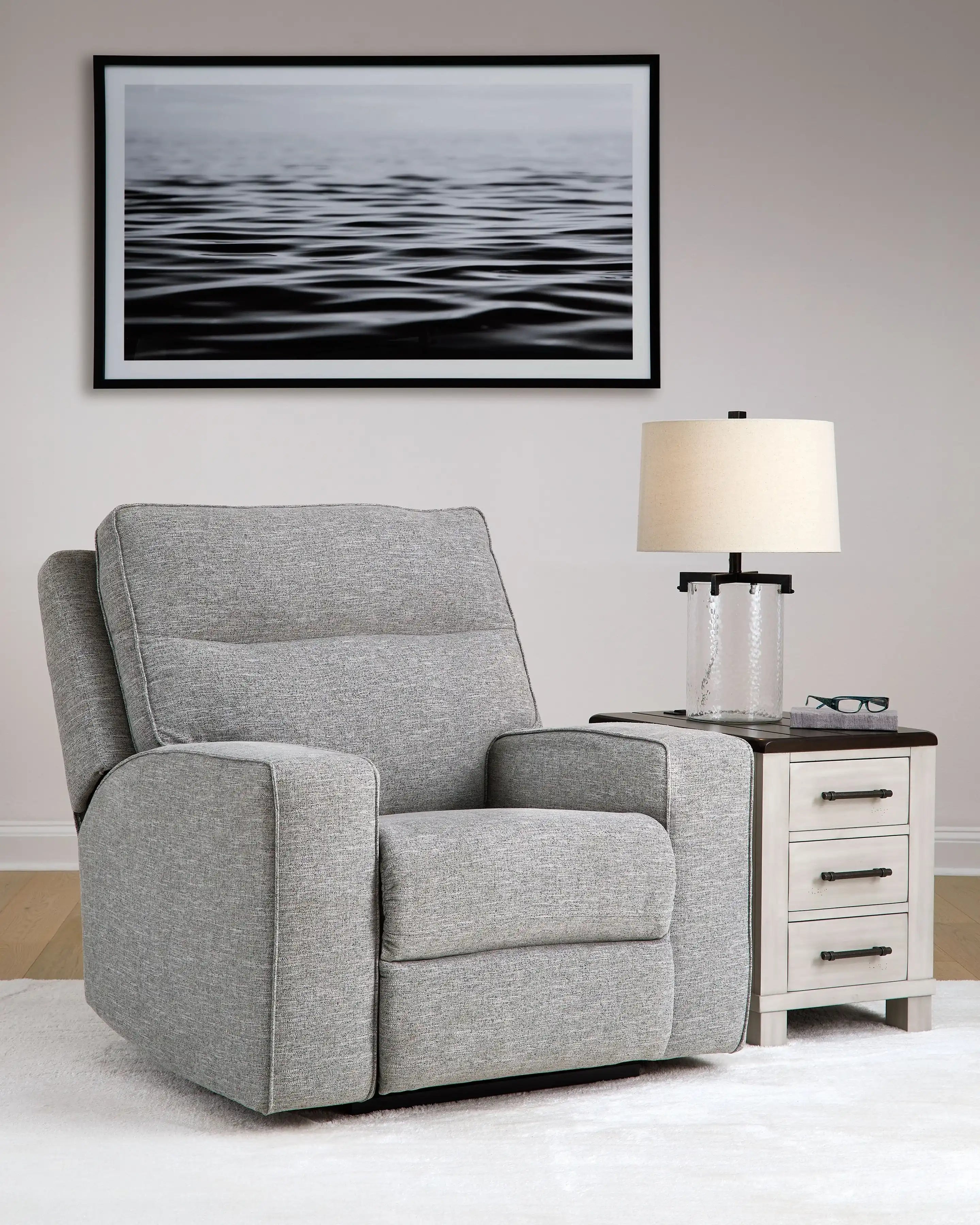 Biscoe - Power Recliner /Adj Headrest - Pewter - Best Buy Furniture