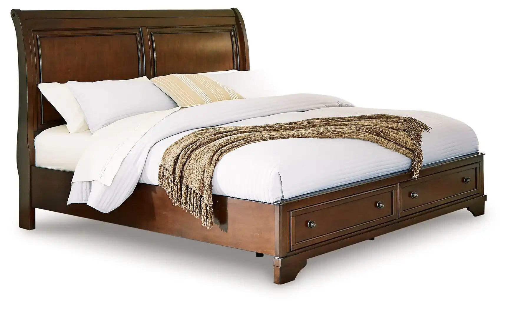 Trellington - Queen Sleigh Storage Bed - Brown - Best Buy Furniture