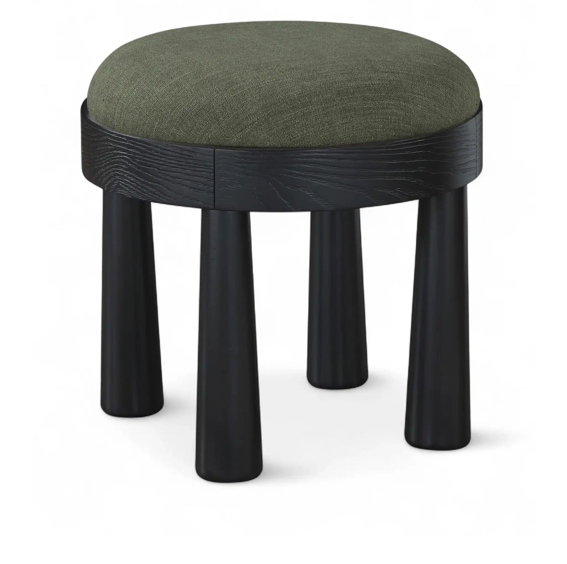 Larea - Linen Textured Fabric Ottoman - Black Base - Best Buy Furniture