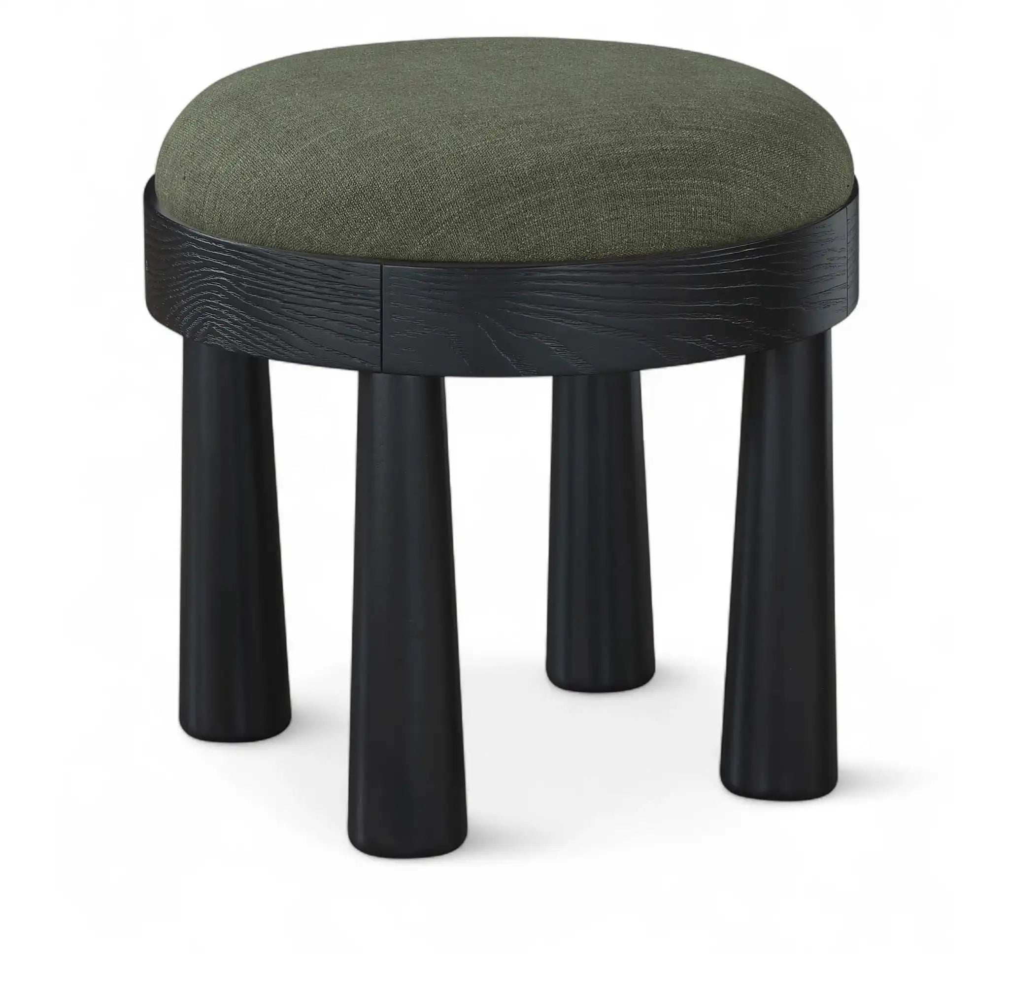 Larea - Linen Textured Fabric Ottoman - Black Base - Best Buy Furniture
