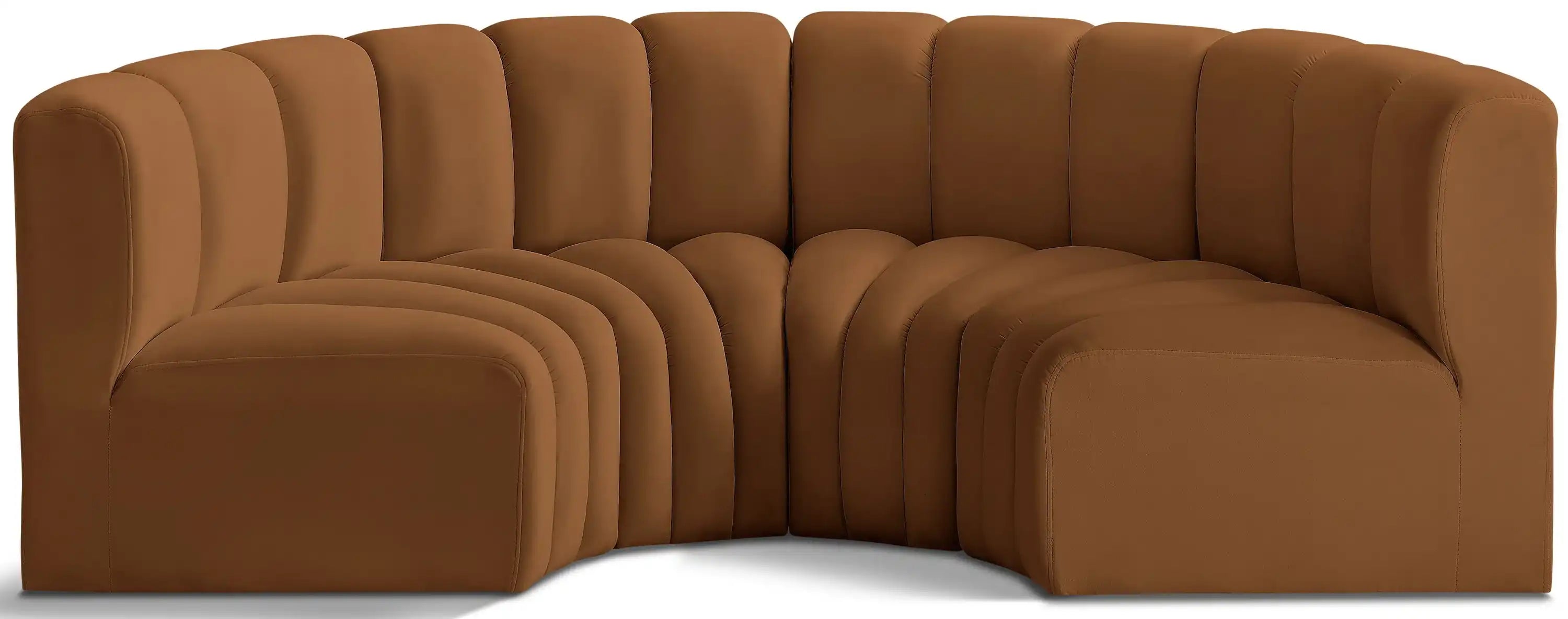 Arc - Velvet 4 Piece U-Shaped Modular Sofa - Saddle - Best Buy Furniture
