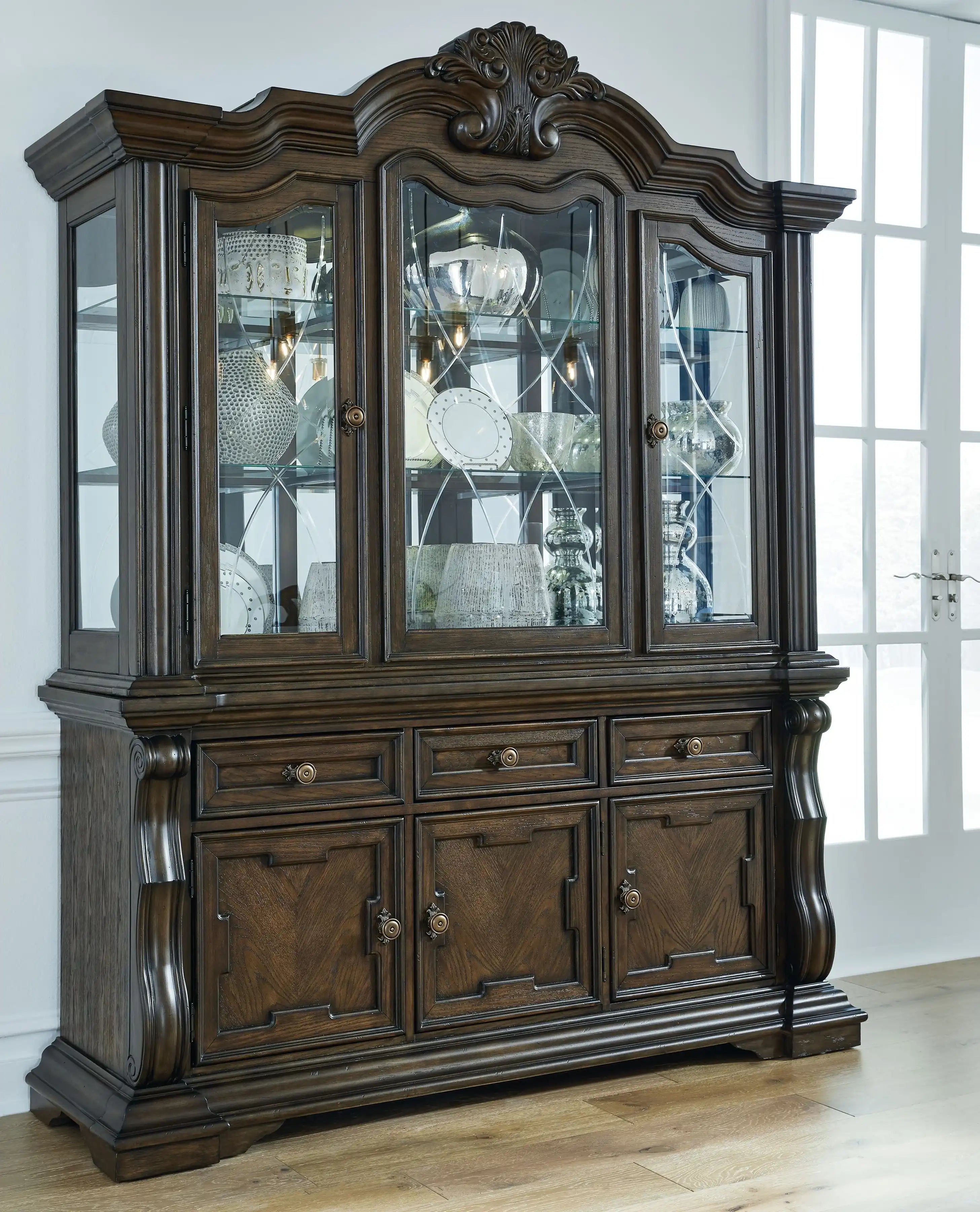 Maylee - Dining Buffet And Hutch - Dark Brown - Best Buy Furniture