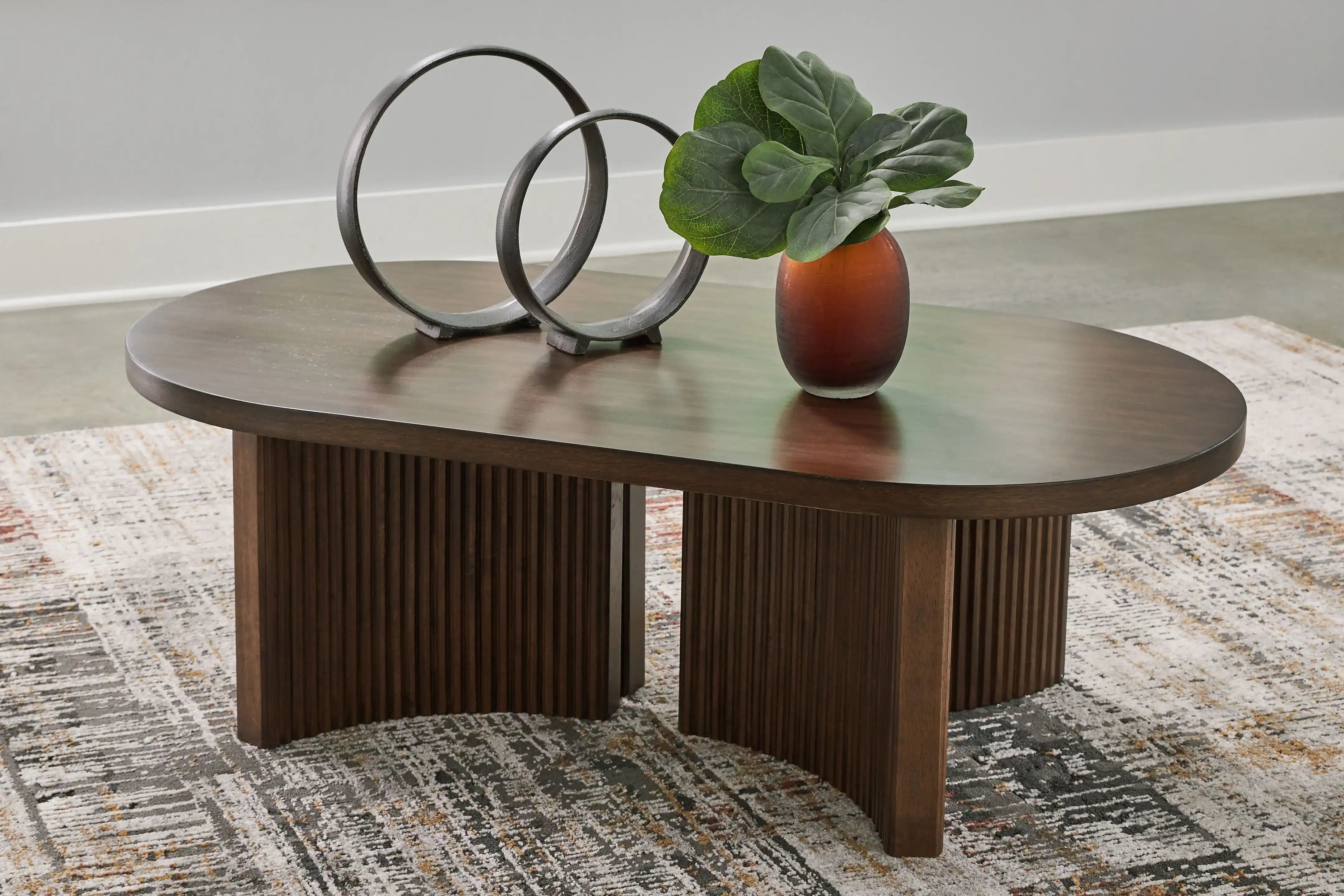Korestone - Oval Cocktail Table - Dark Brown - Best Buy Furniture