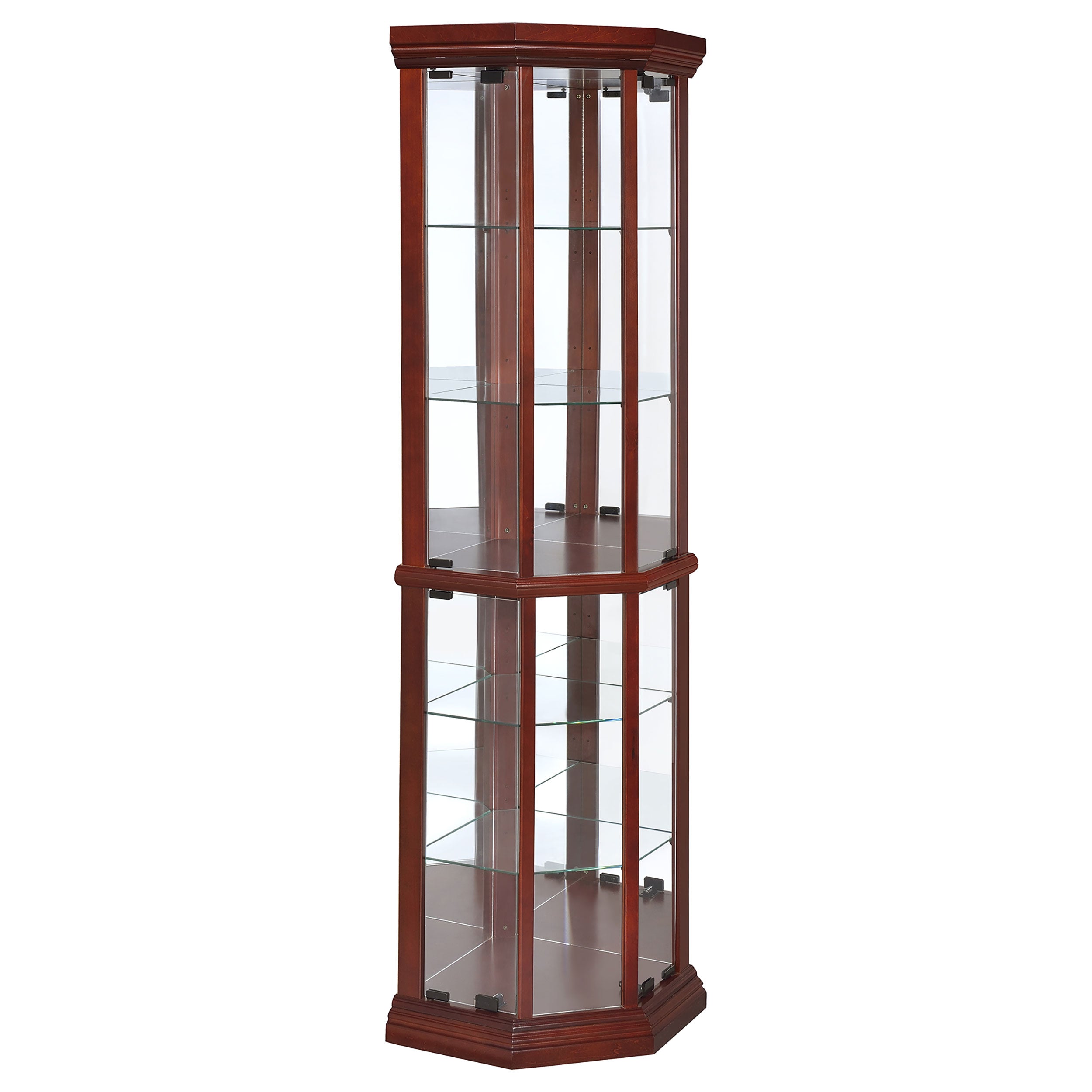 Appledale 6-shelf Corner Curio Display Cabinet Medium Brown-CoasterEssence