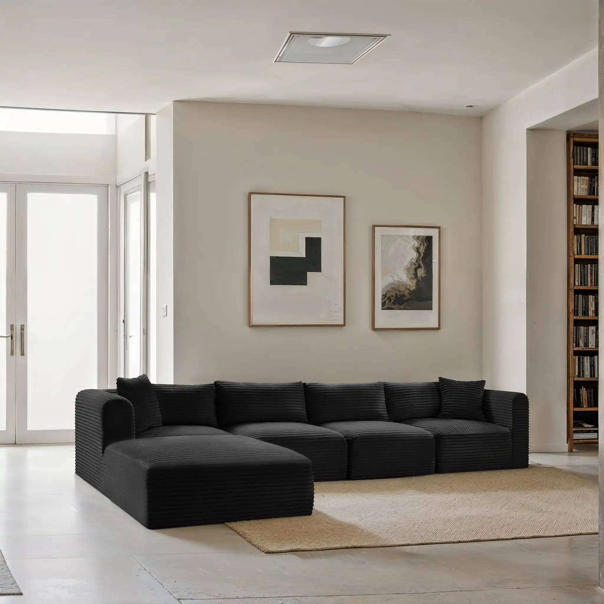 Shaggy - 5 Piece Modular Sectional With Ottoman