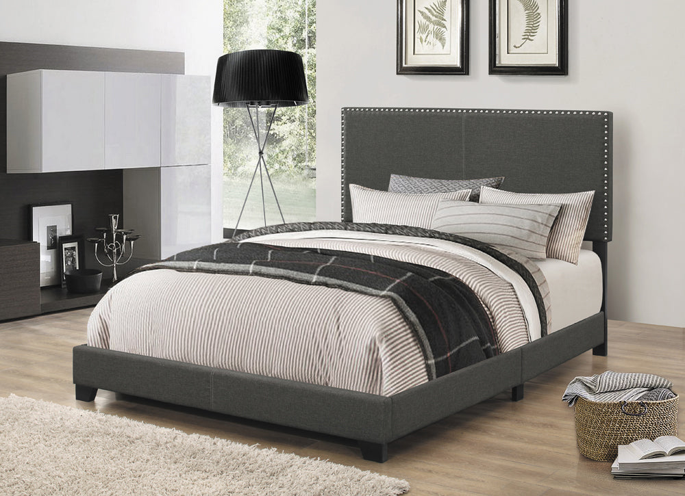 Boyd Upholstered Full Panel Bed Charcoal-CoasterEveryday