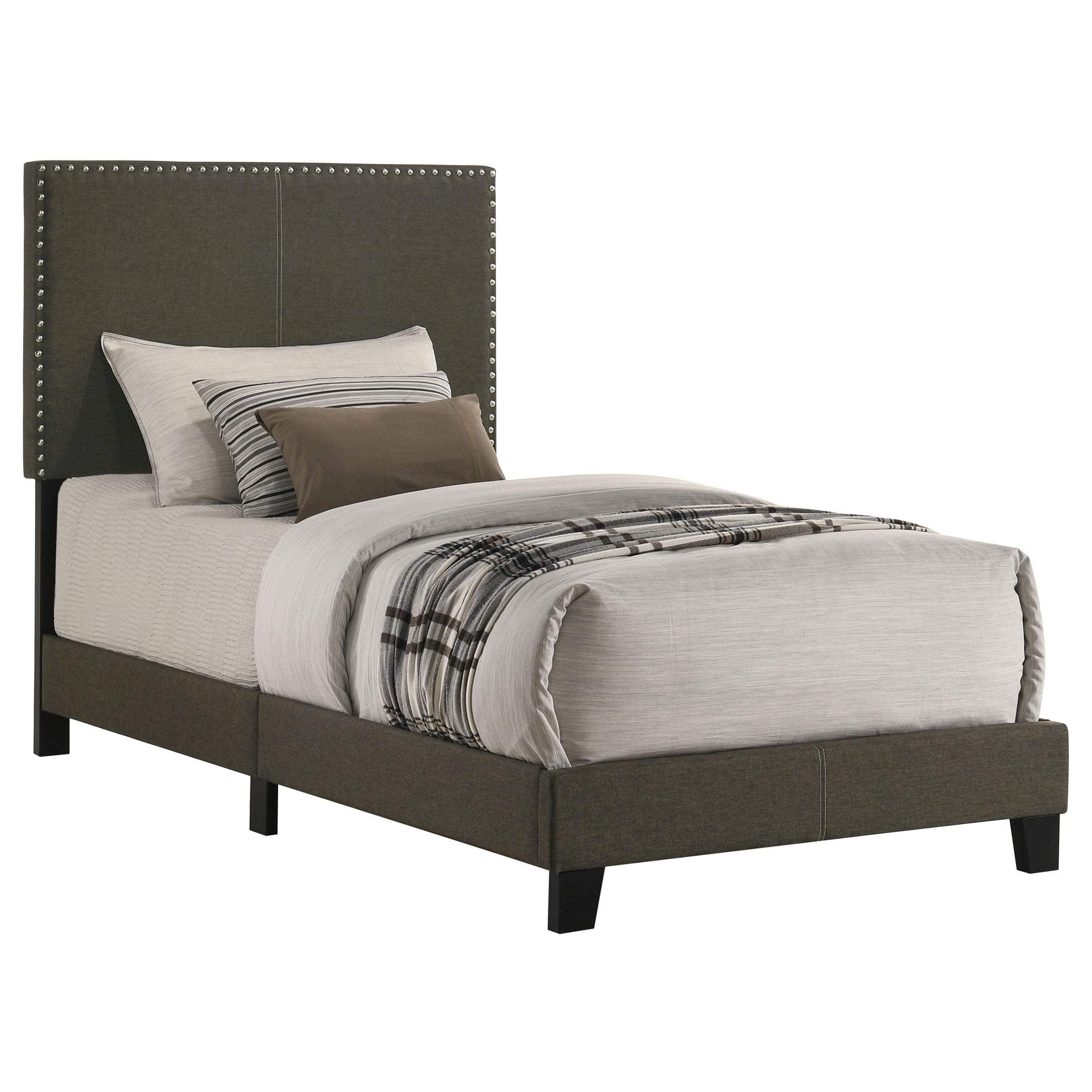 Boyd Upholstered Twin Panel Bed Charcoal-CoasterEveryday