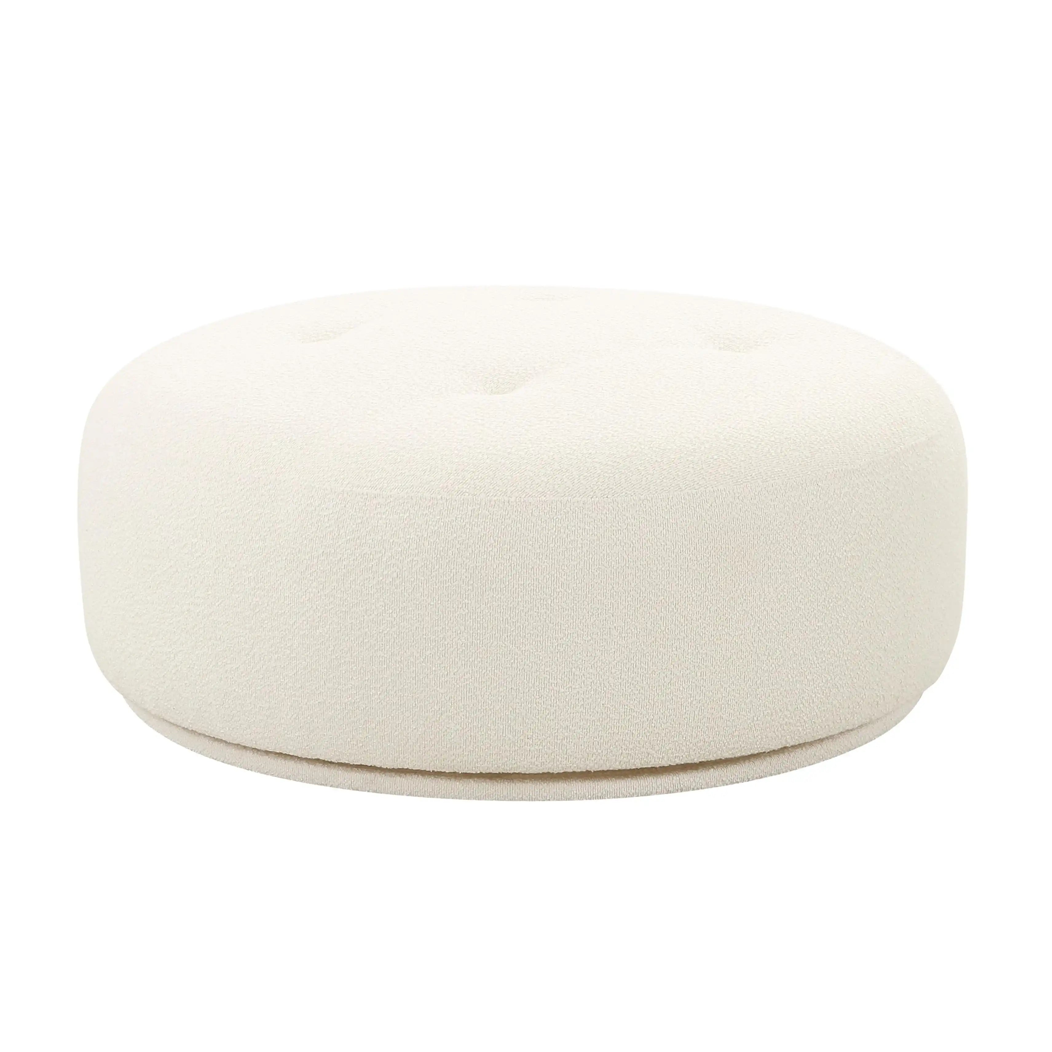 Fickle - Swivel Ottoman - Cream - Best Buy Furniture