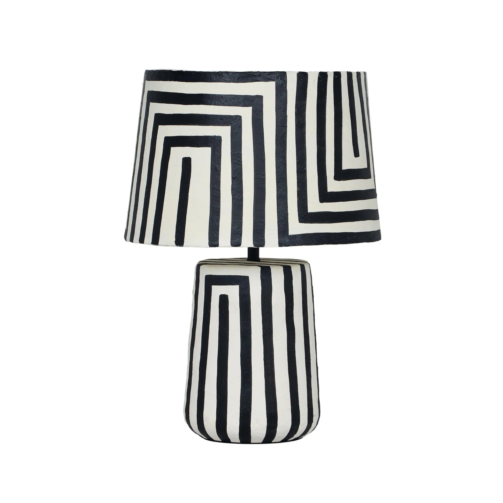 Minori - Striped Papier Mache Table Lamp - Black - Best Buy Furniture