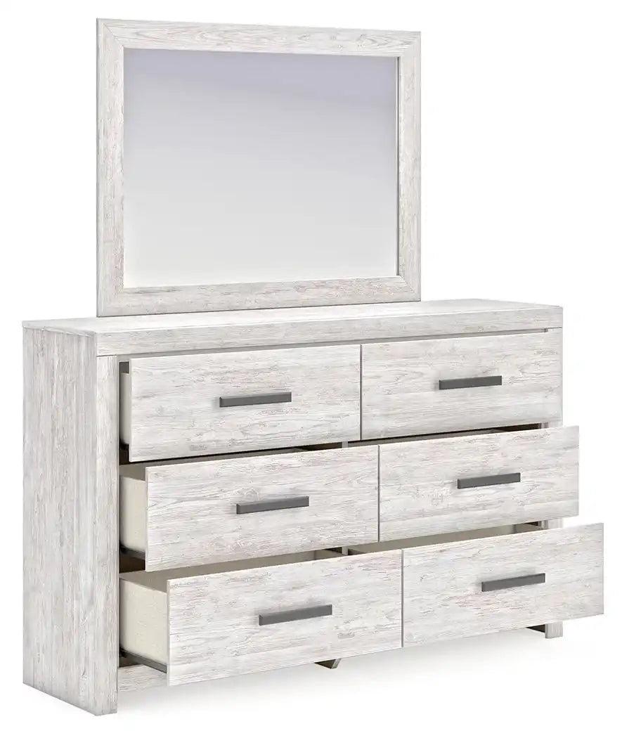Cayboni - Dresser And Mirror - Whitewash - Best Buy Furniture