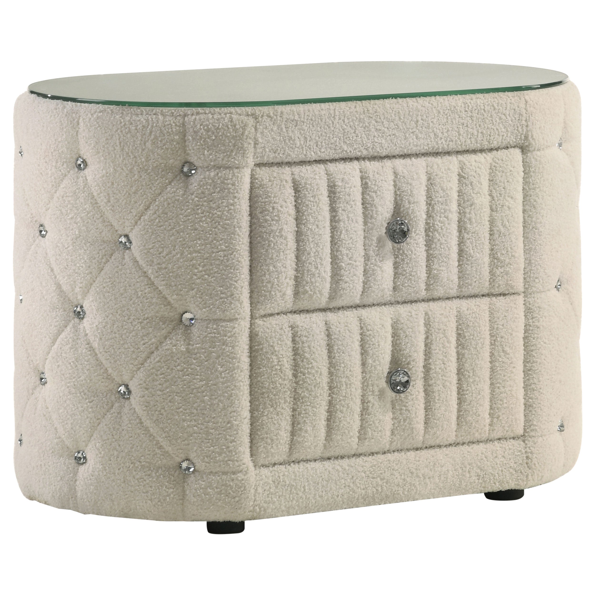 Sonya 2-drawer Upholstered Nightstand Bedside Table Ivory-