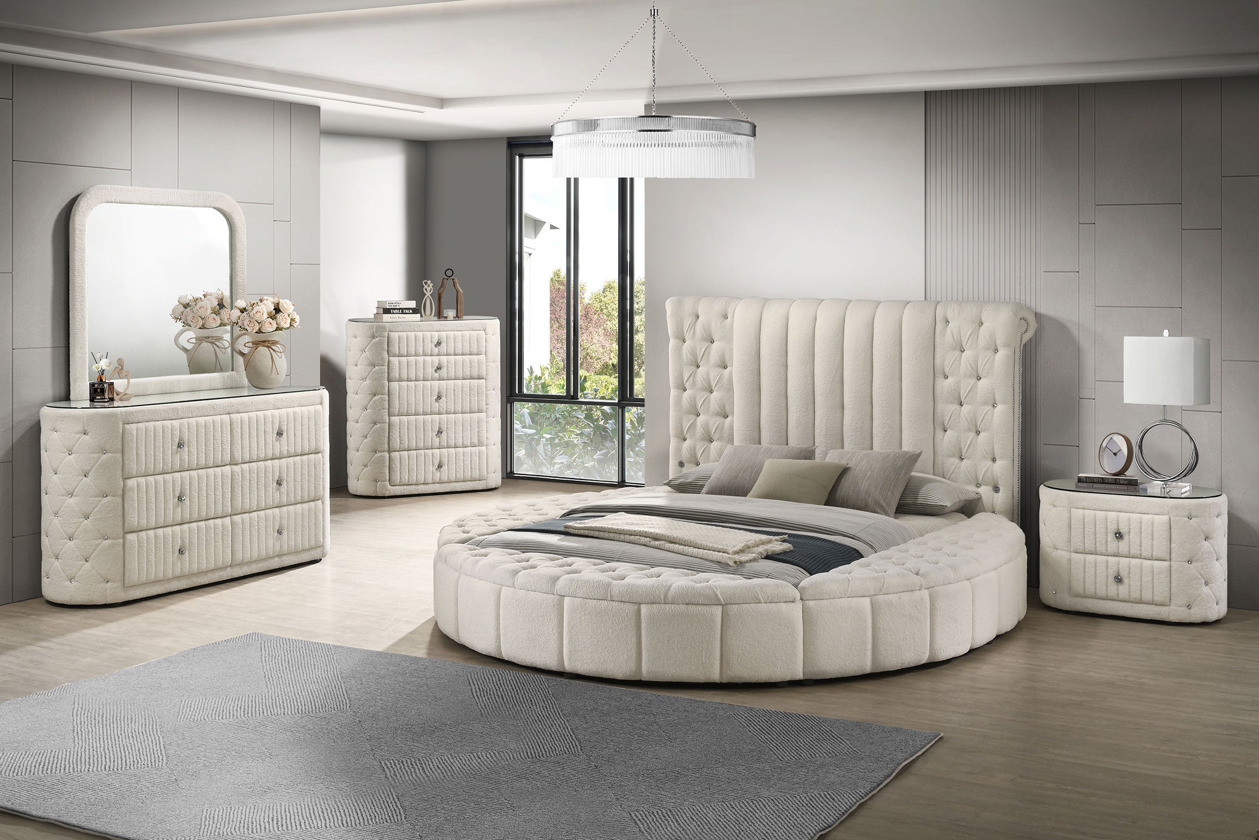 Sonya 2-drawer Upholstered Nightstand Bedside Table Ivory-