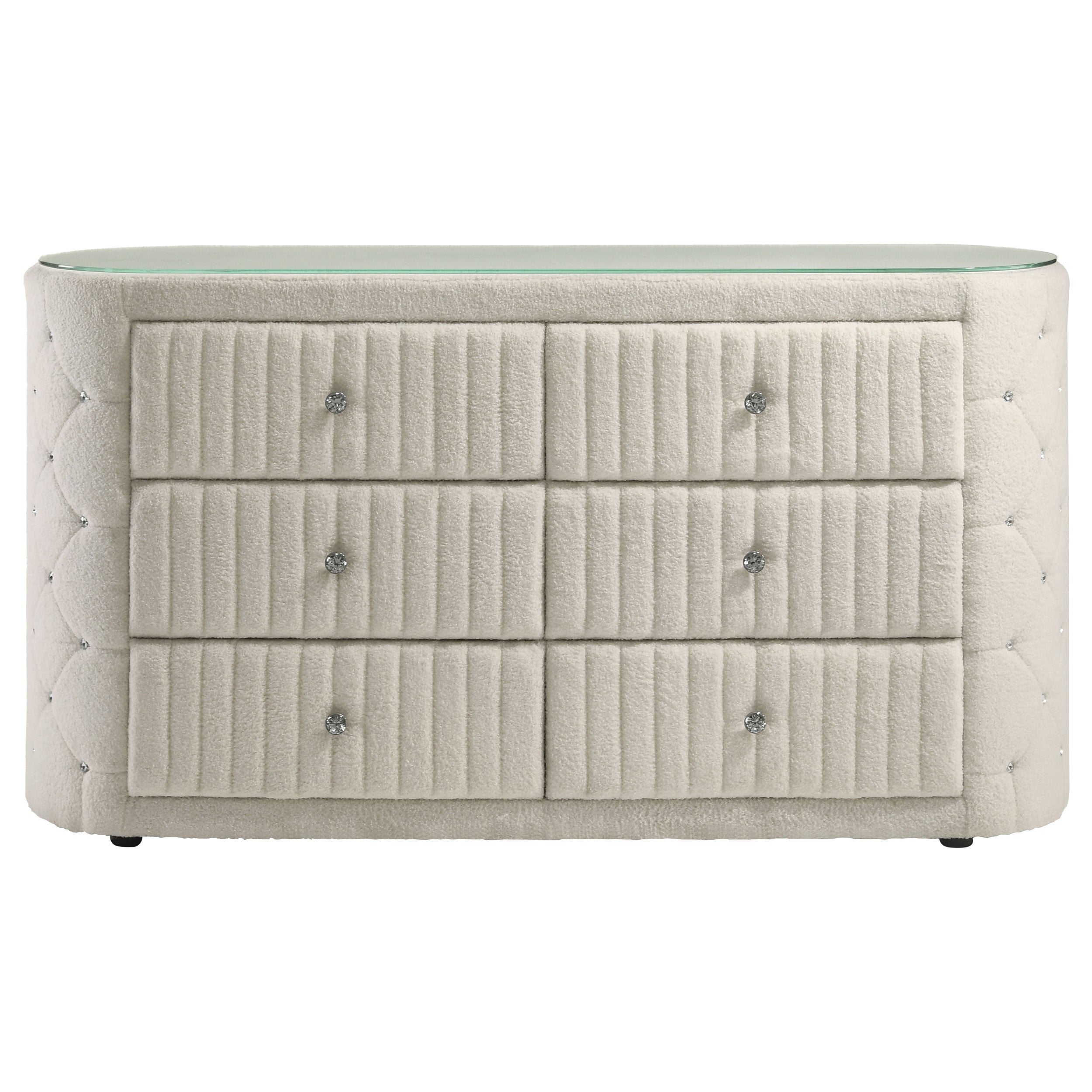 Sonya 6-drawer Upholstered Bedroom Dresser Ivory-