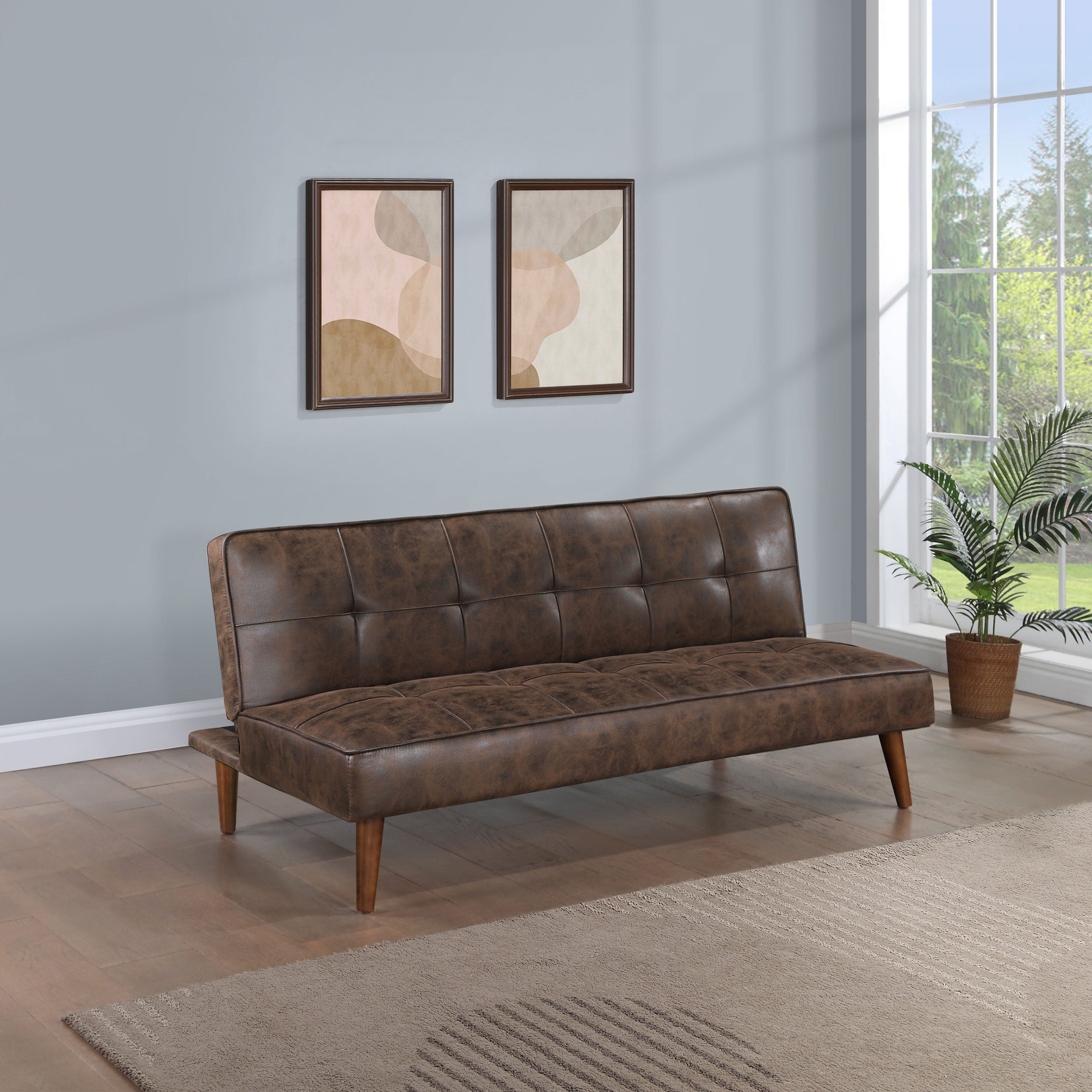Jenson Upholstered Tufted Convertible Sofa Bed Dark Coffee-