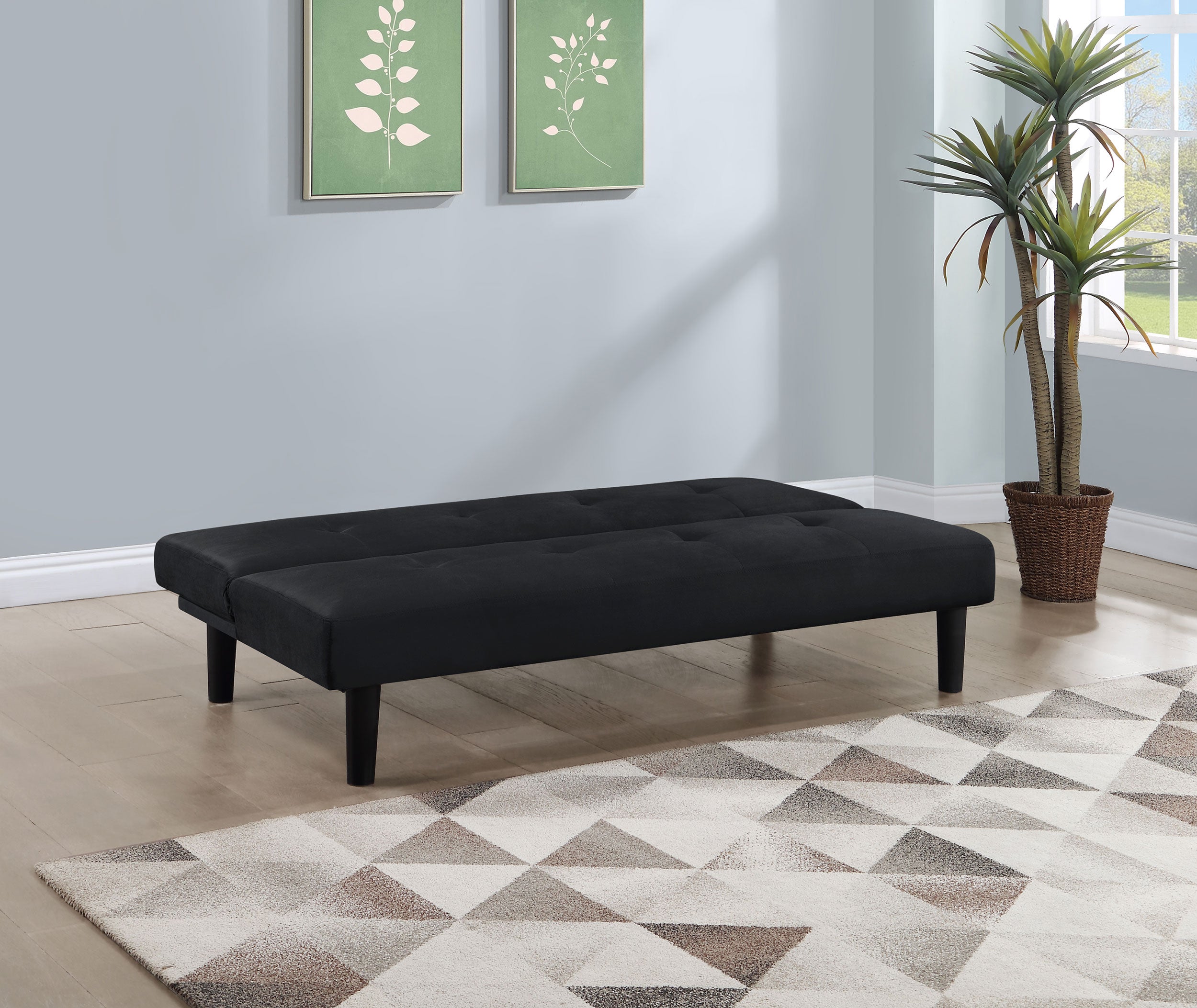 Stanford Upholstered Tufted Convertible Sofa Bed Black-