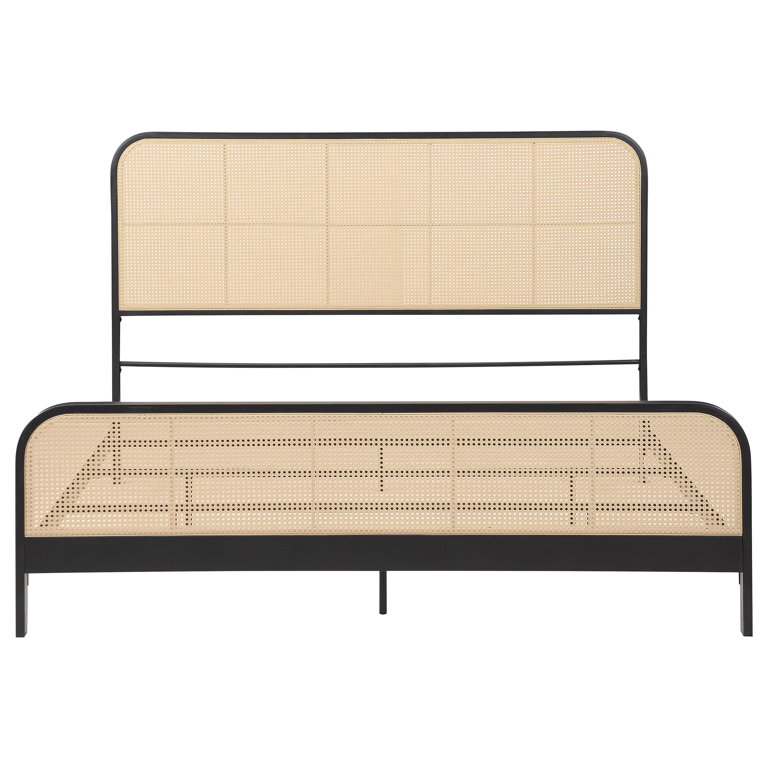Lanewood Open Cane Webbing Metal Eastern King Bed Black-