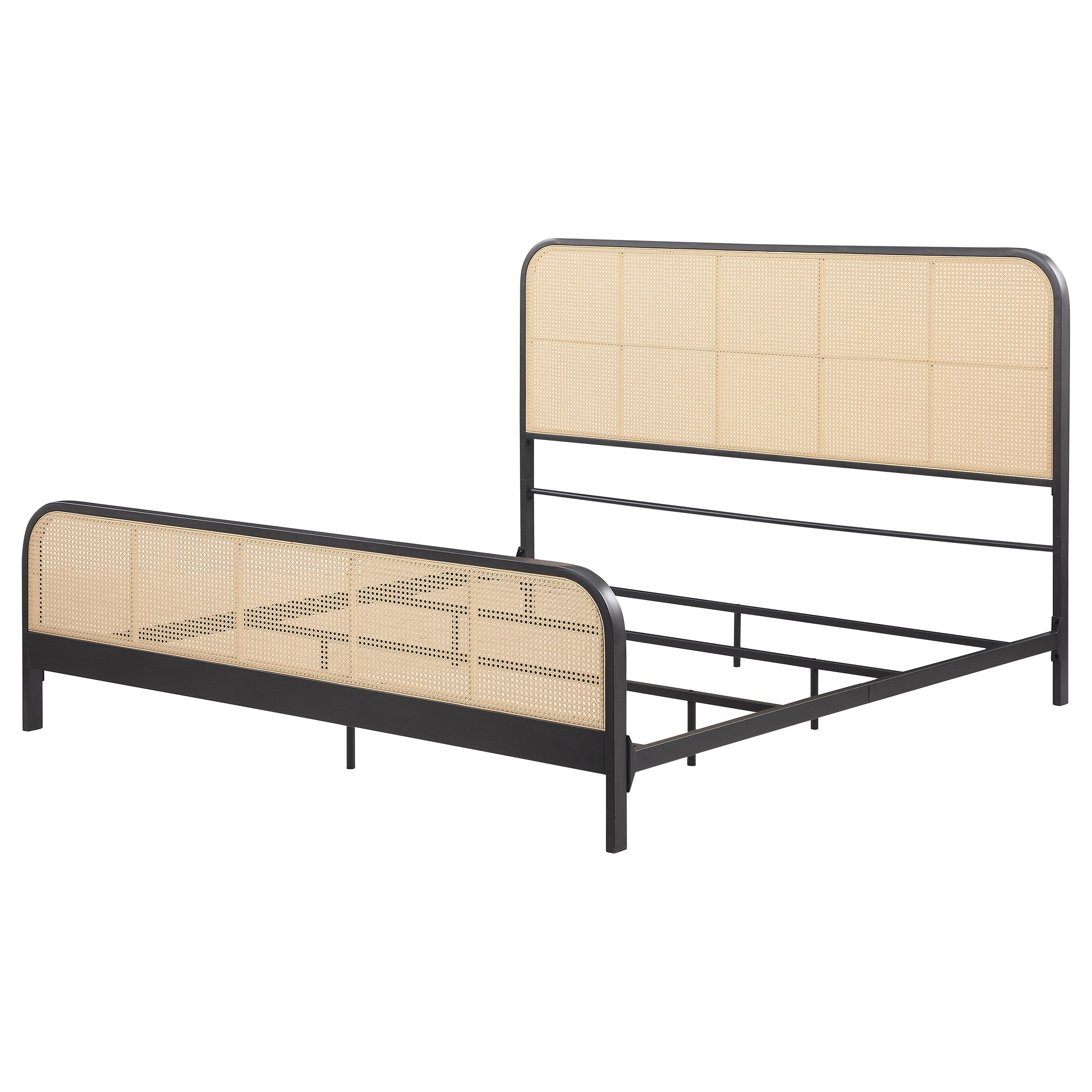 Lanewood Open Cane Webbing Metal Eastern King Bed Black-